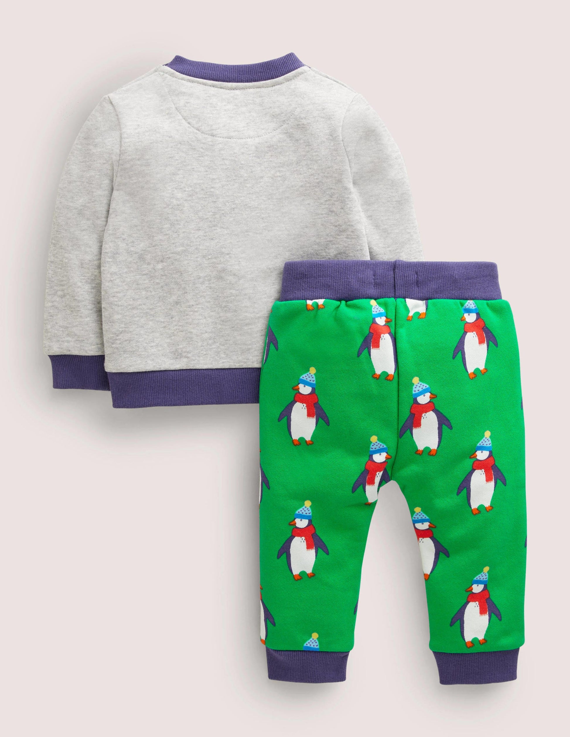 Sweatshirt-Set aus Jersey-Schottengrün, Pinguine-2