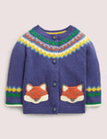 Gilet avec empiècement motif jacquard-Renard jacquard bleu tribord