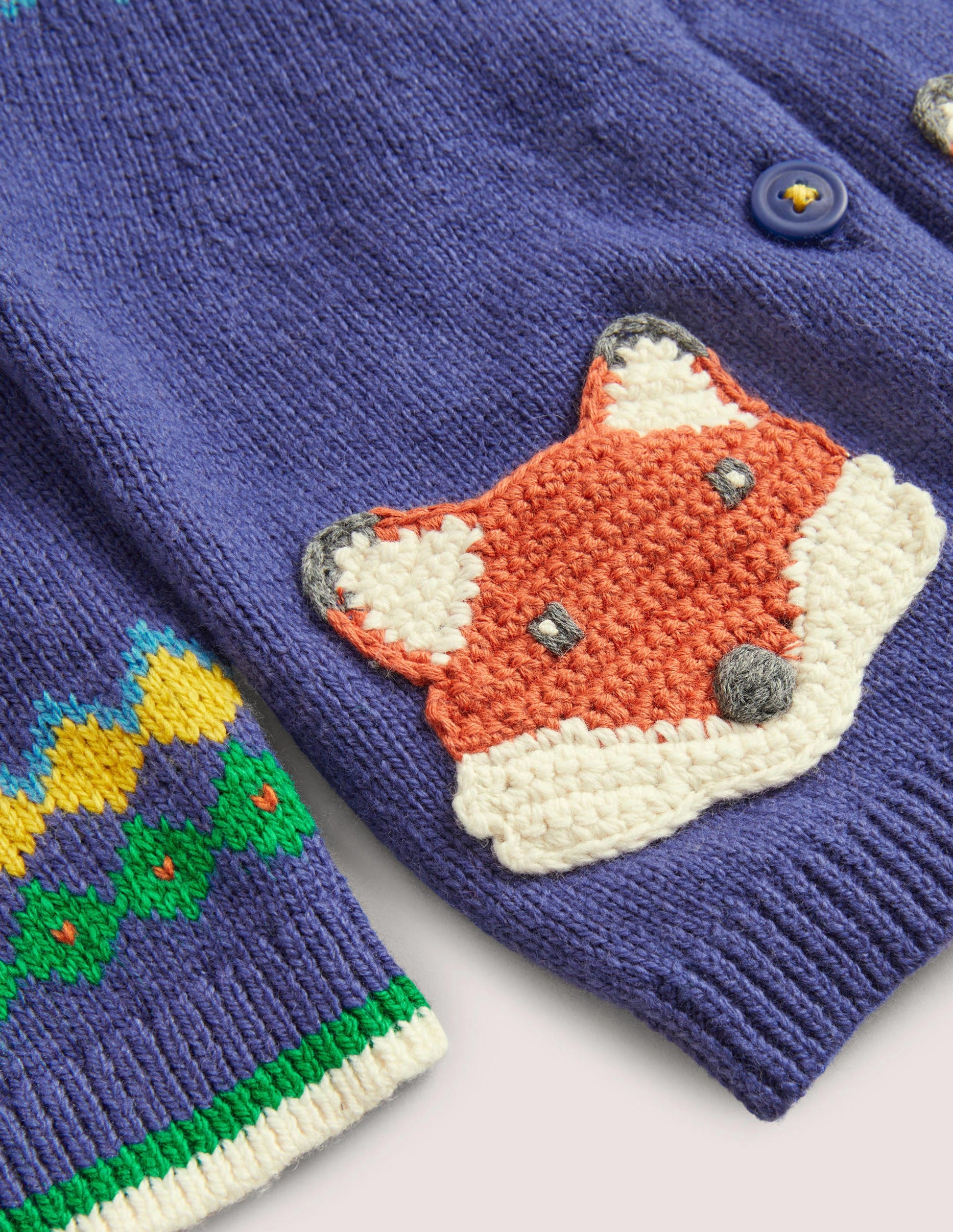 Gilet avec empiècement motif jacquard-Renard jacquard bleu tribord-3