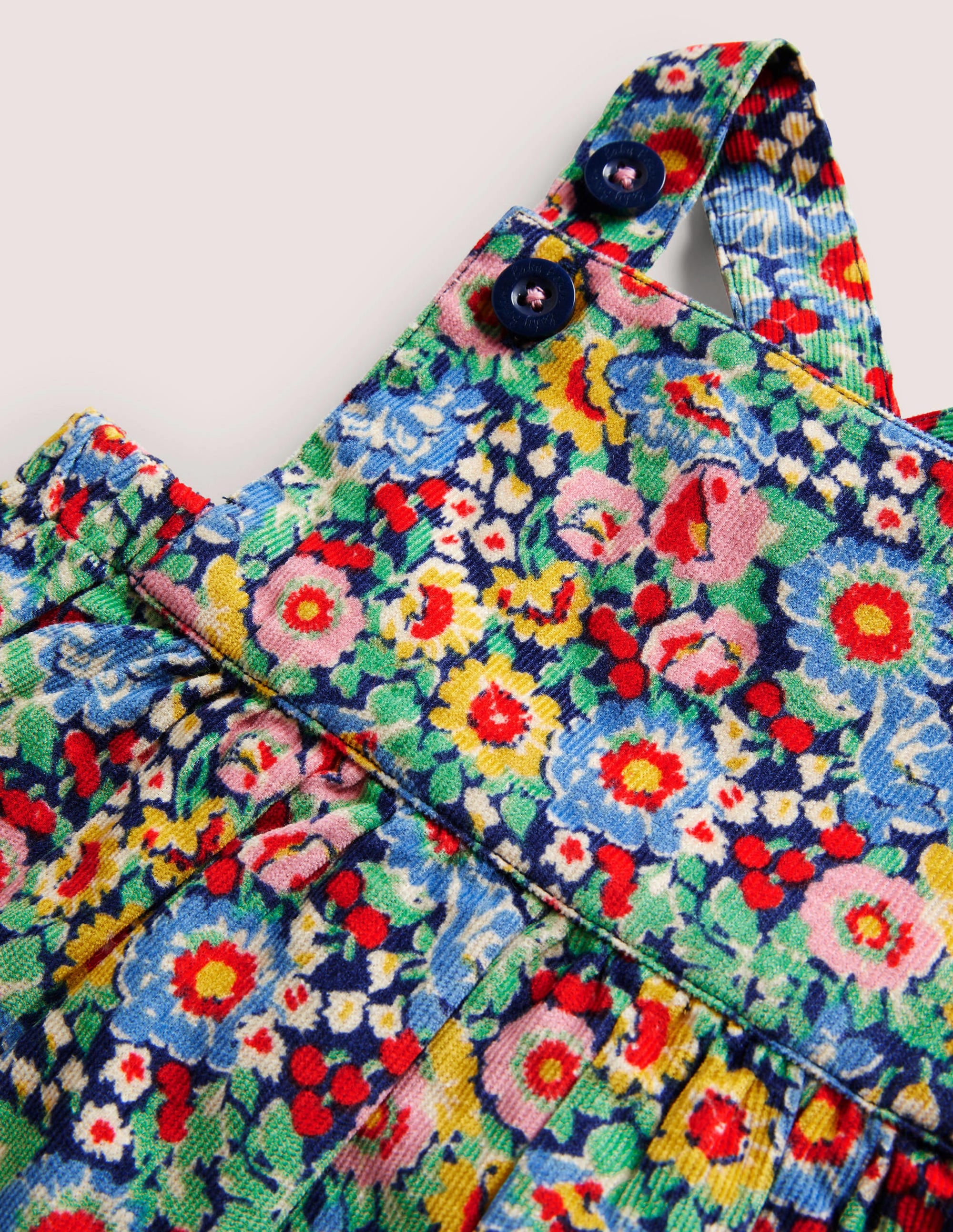 Cord-Latzhose-Segelblau, Blumenmuster - Image 3