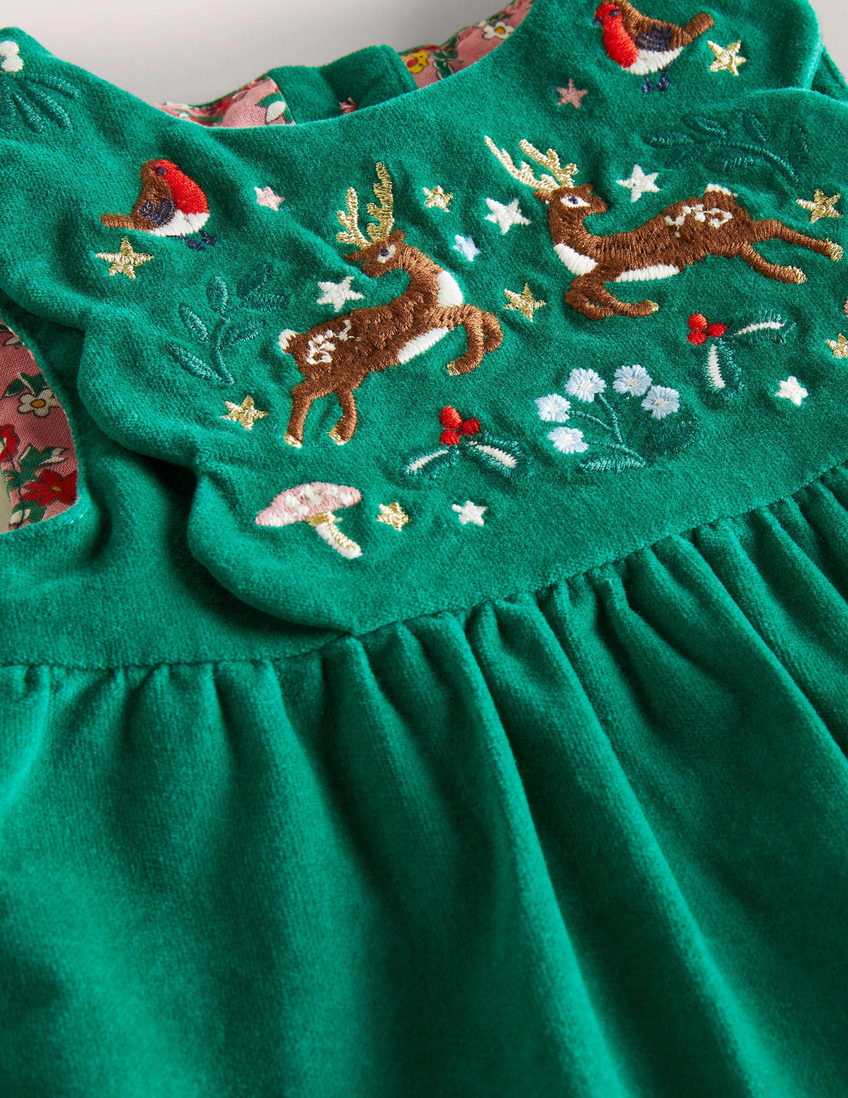 Trägerkleid aus Samt-Waldgrün, Weihnachtlich-3