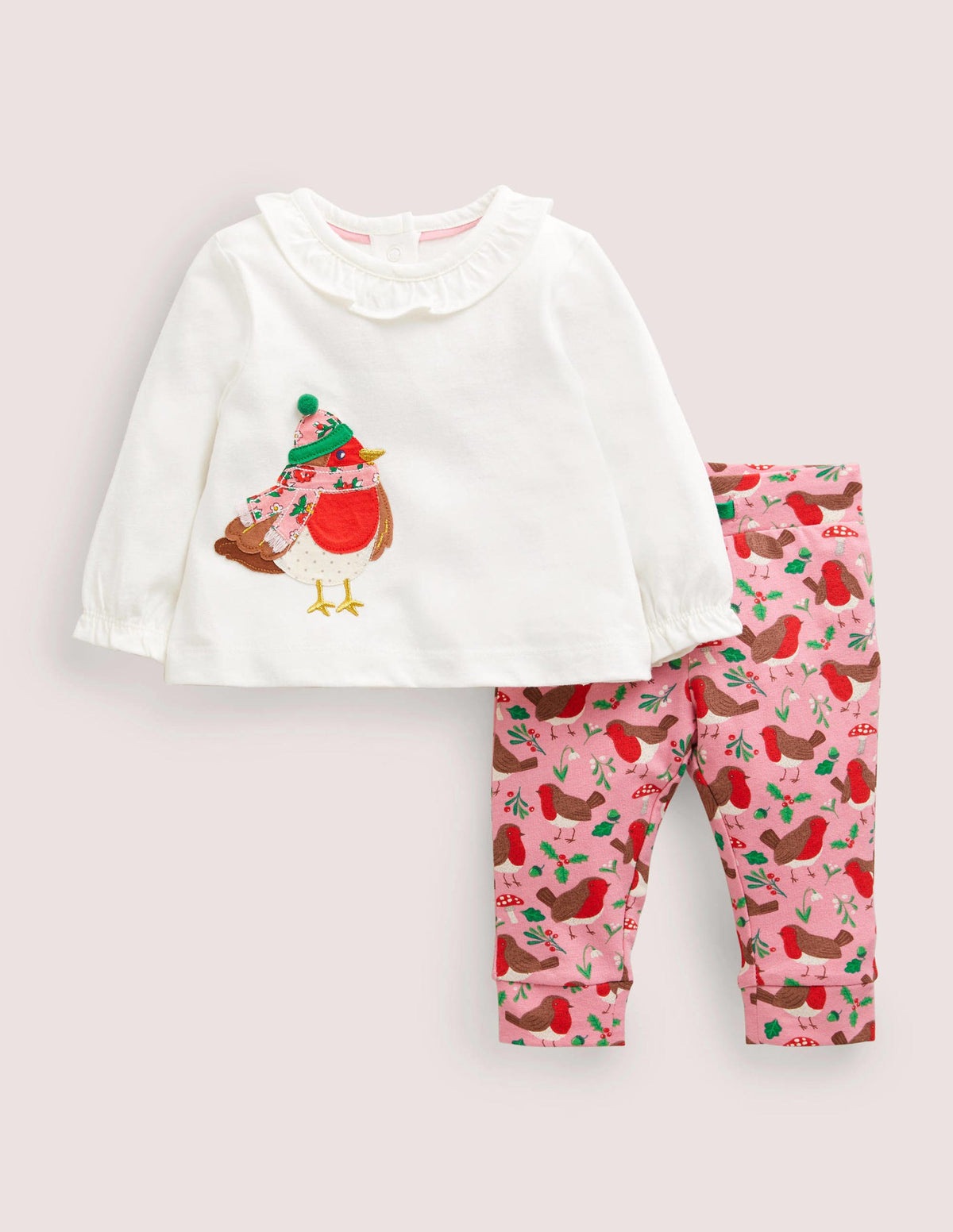 Set aus Applikationsoberteil und Leggings-Delfinrosa, Rotkehlchen - Image 1