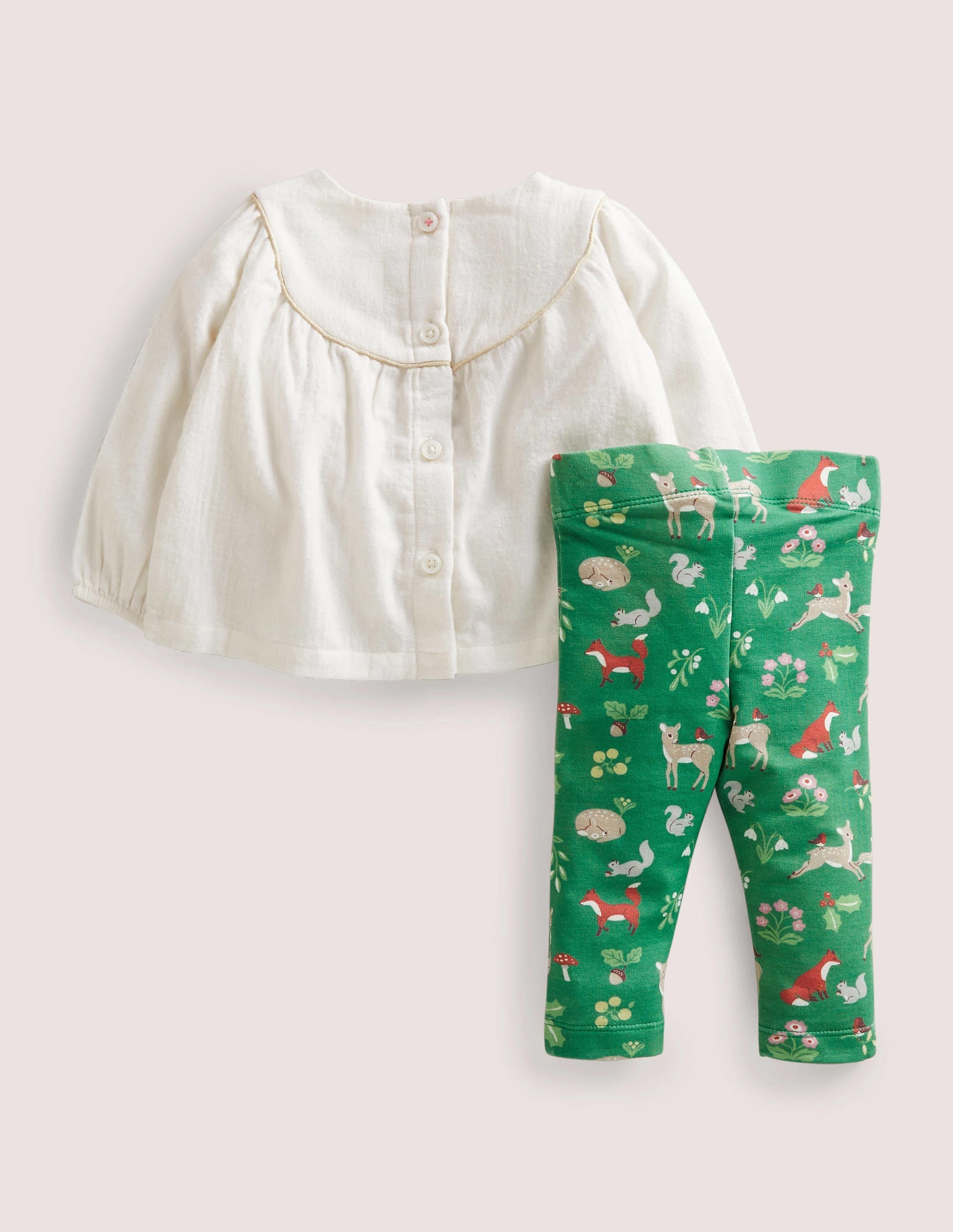 Set aus Weboberteil und Leggings-Waldgrün, Weihnachtliches Waldmotiv - Image 2