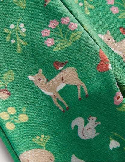 Set aus Weboberteil und Leggings-Waldgrün, Weihnachtliches Waldmotiv-3