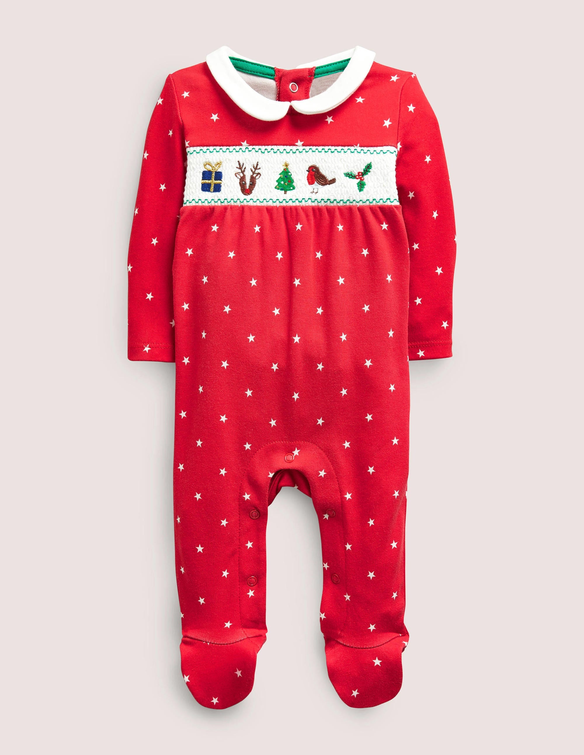 Weihnachtsschlafanzug für Neugeborene-Rockabilly-Rot, Sterne - Image 1