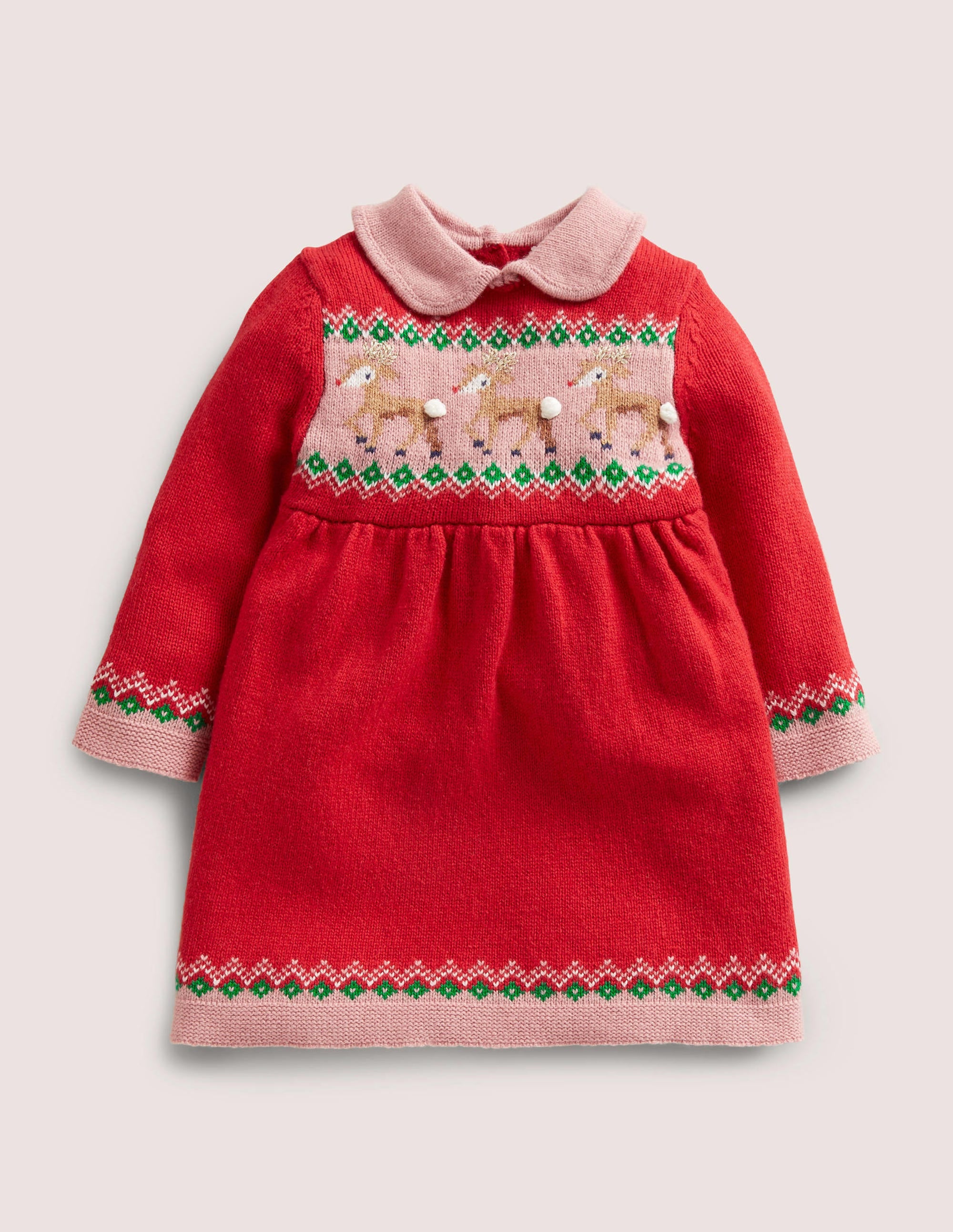 Red Reindeer Knitted Christmas Dress-Rennes rouge rockabilly - Image 1