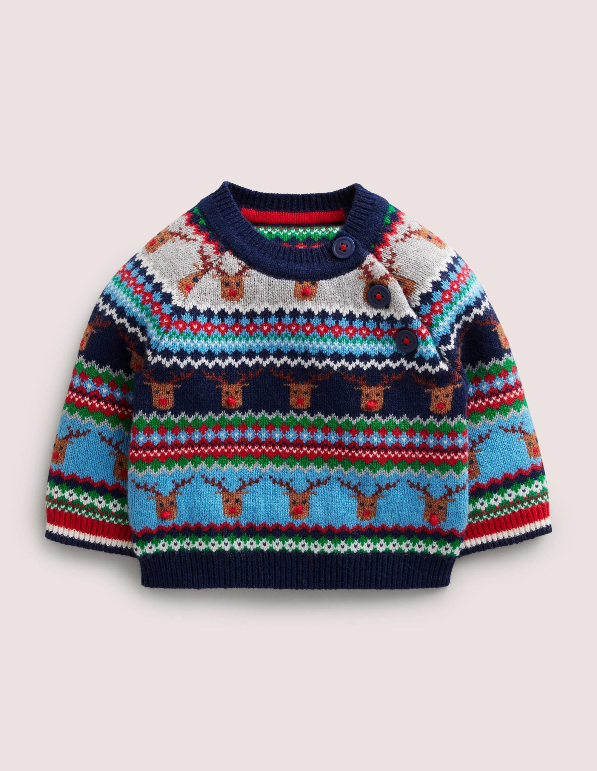 Fair-Isle-Pullover mit Rentieren-Grau Meliert, Rentiere - Image 1