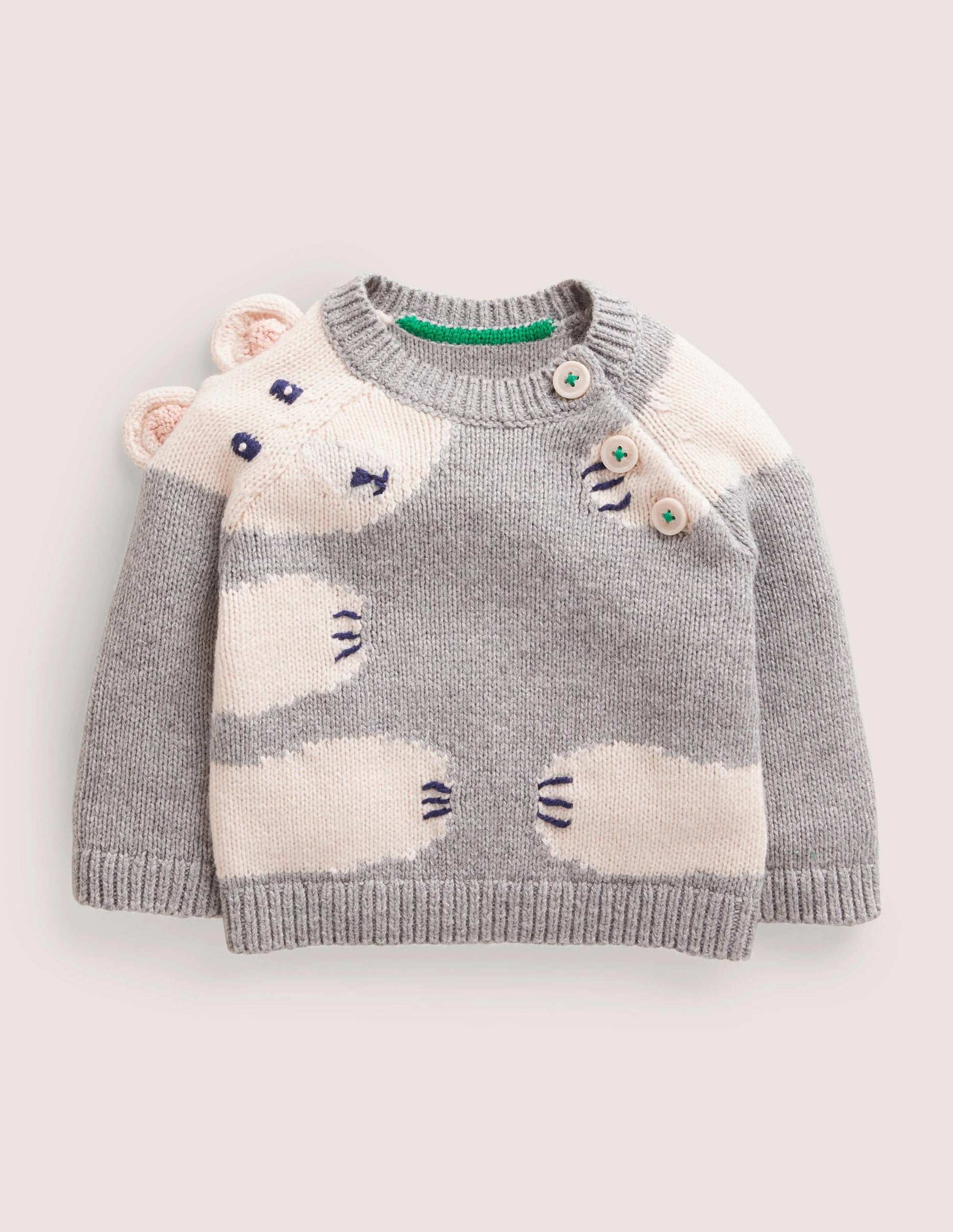 Pull de Noël fun-Ours polaire gris chiné-1