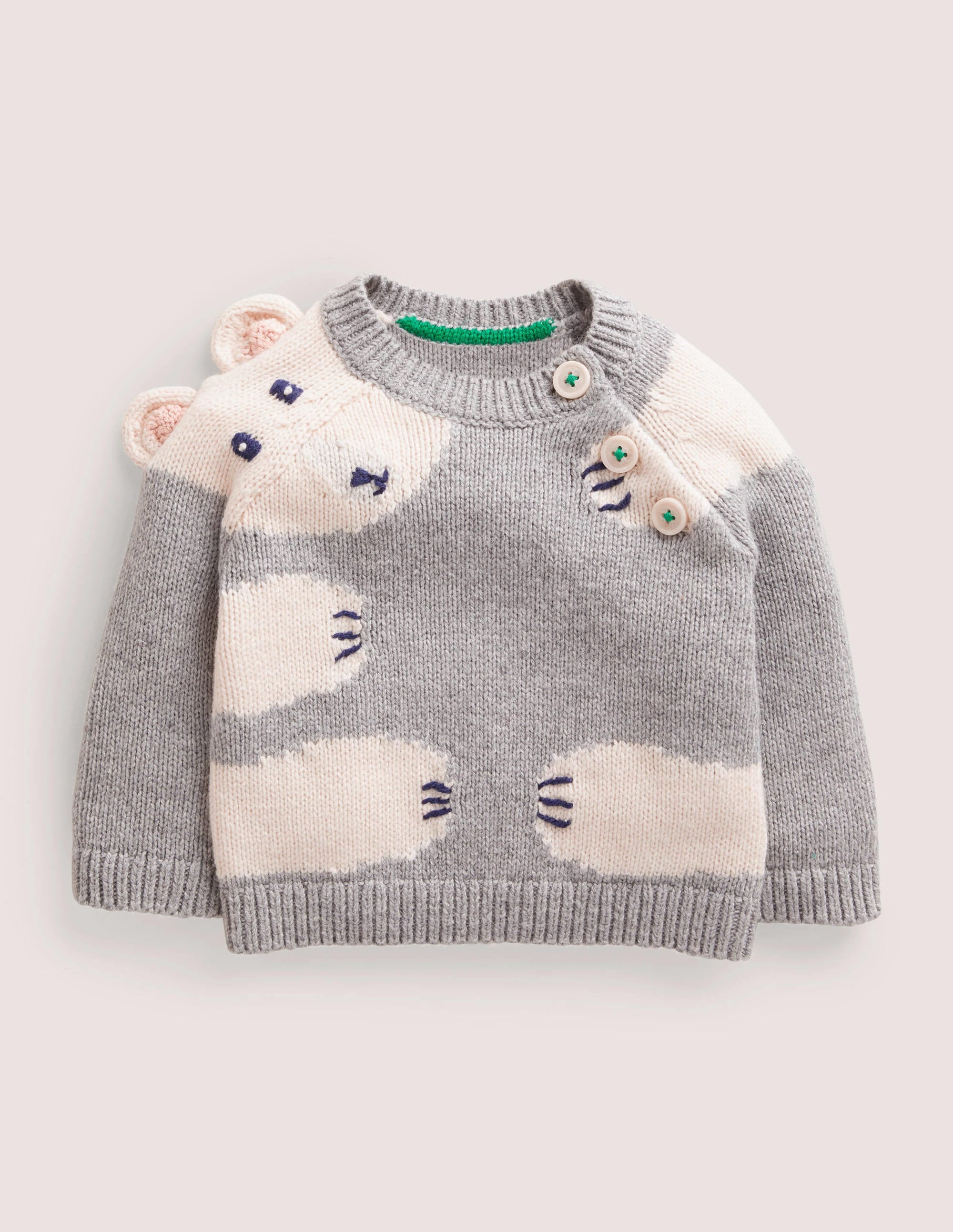 Pull de Noël fun-Ours polaire gris chiné - Image 1