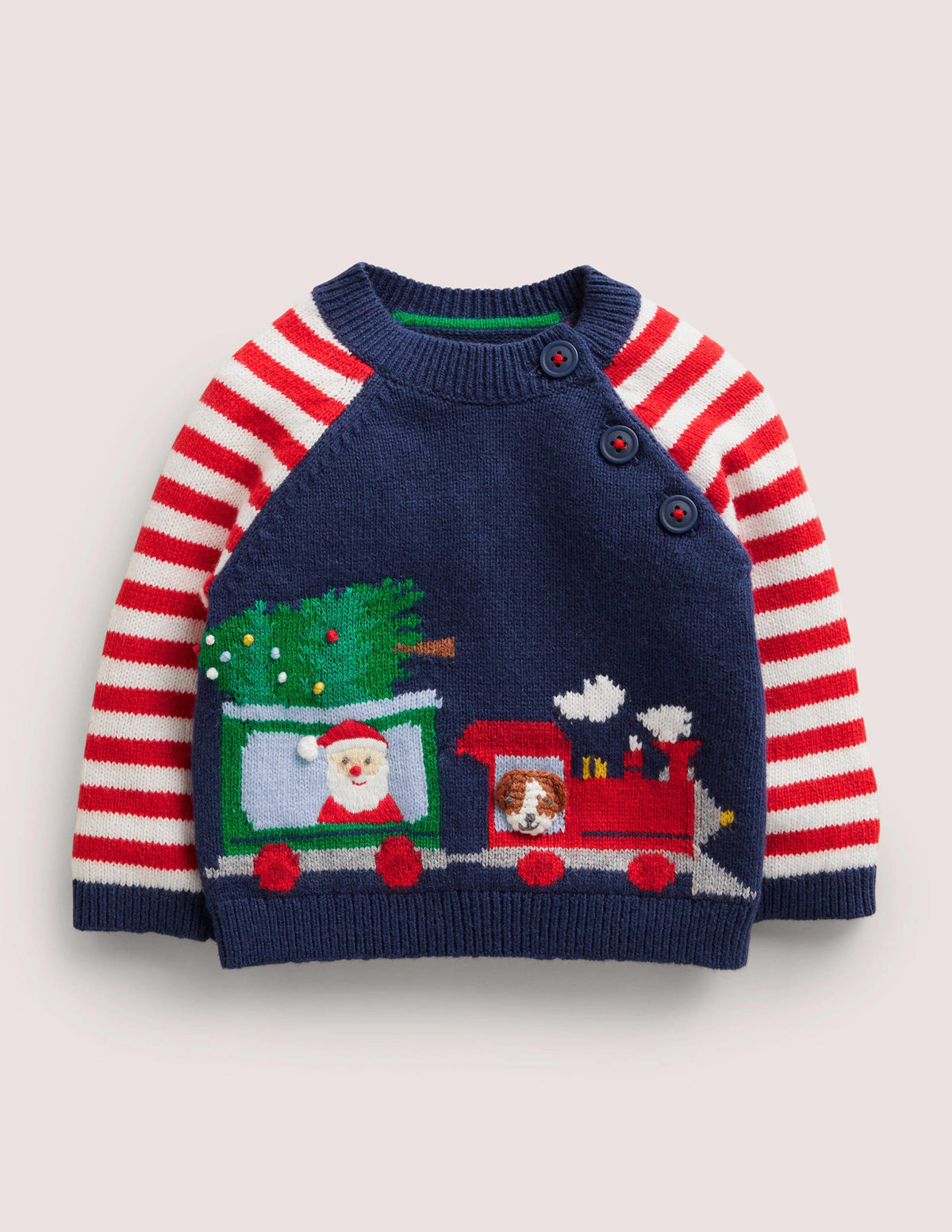 Fröhlicher weihnachtlicher Pullover-Schuluniform-Navy, Zug - Image 1