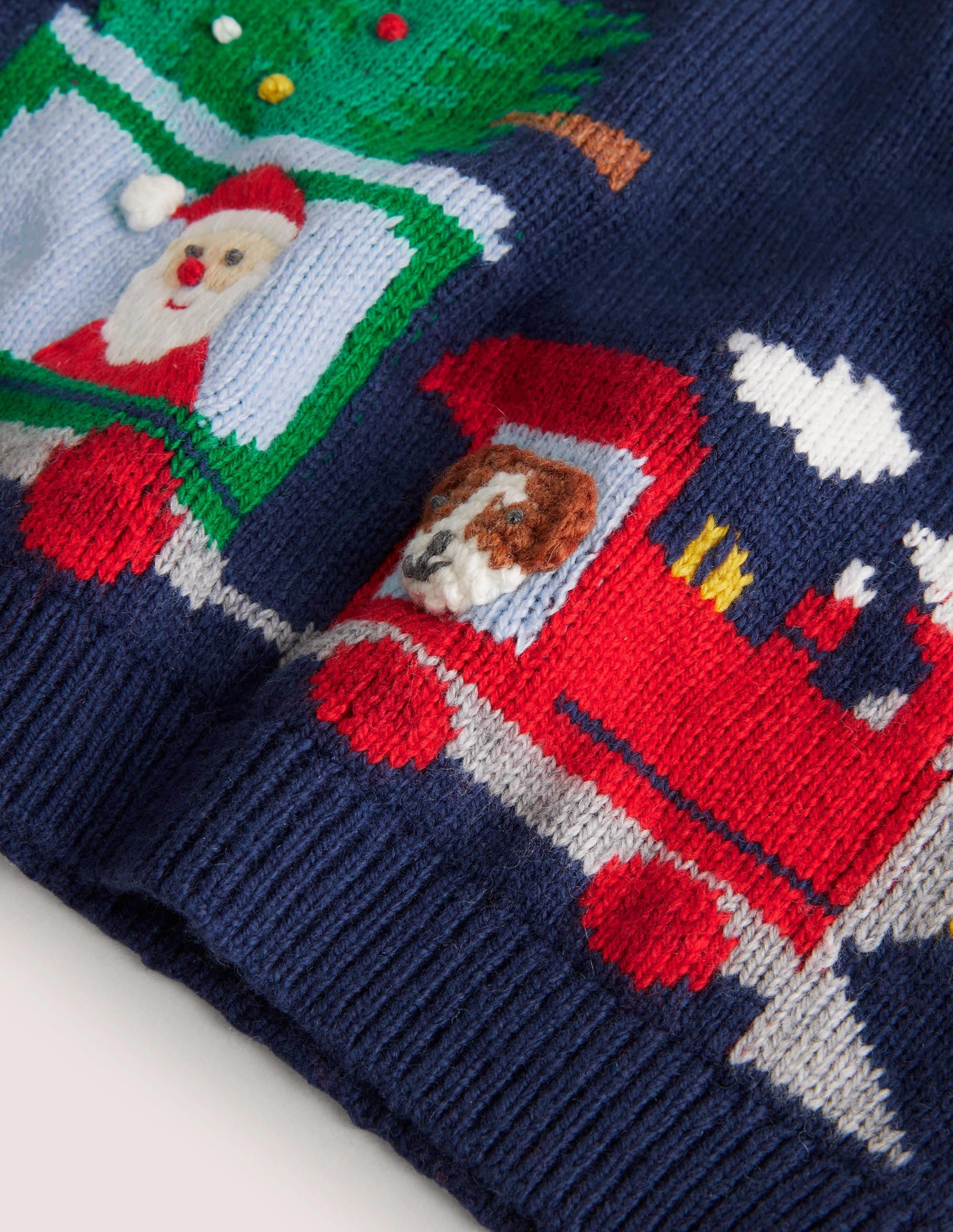 Fröhlicher weihnachtlicher Pullover-Schuluniform-Navy, Zug - Image 3