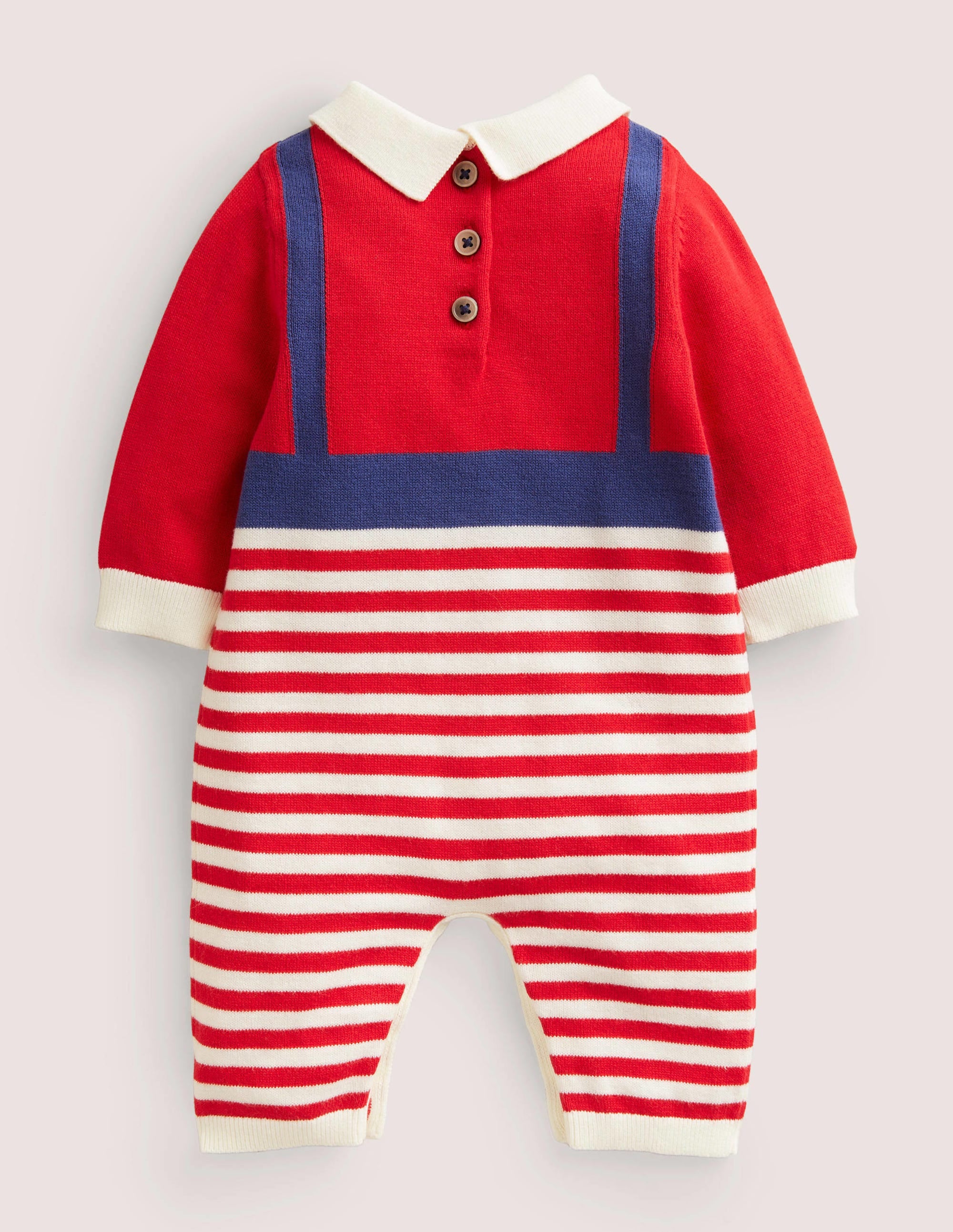 Red-Striped Knitted Santa Christmas Romper-Rockabilly-Rot, Weihnachtsmann - Image 2