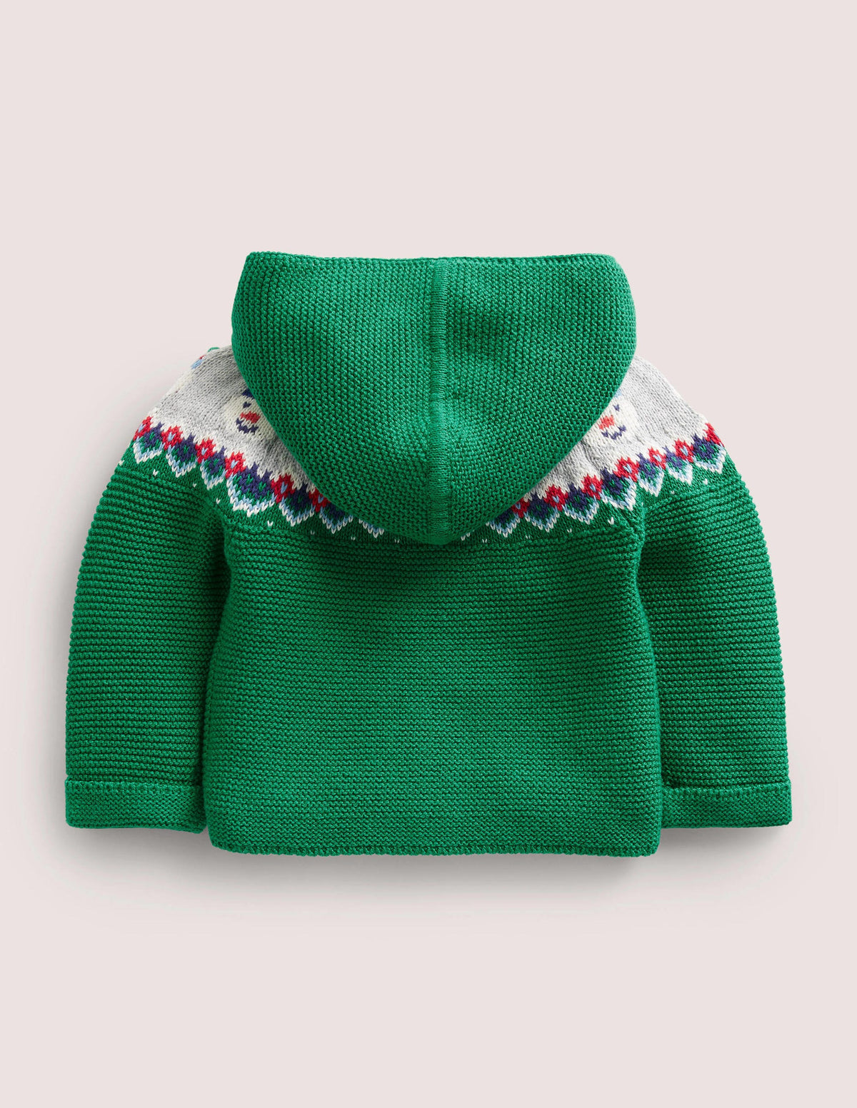 Fair-Isle-Strickjacke-Grün, Fair-Isle-Muster mit Schneemännern - Image 2