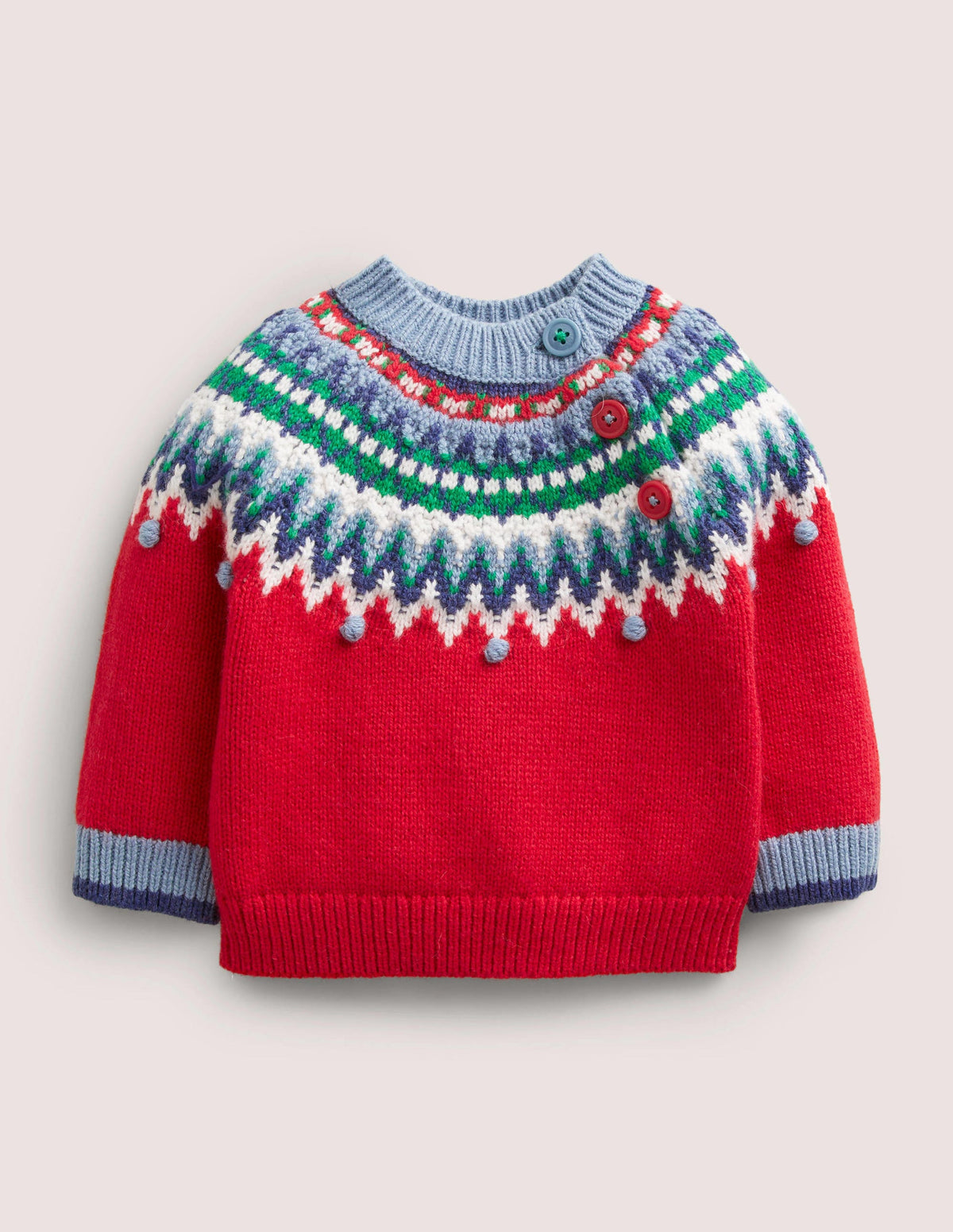 Fröhlicher Fair-Isle-Pullover-Rockabilly-Rot, Fair-Isle-Muster-1