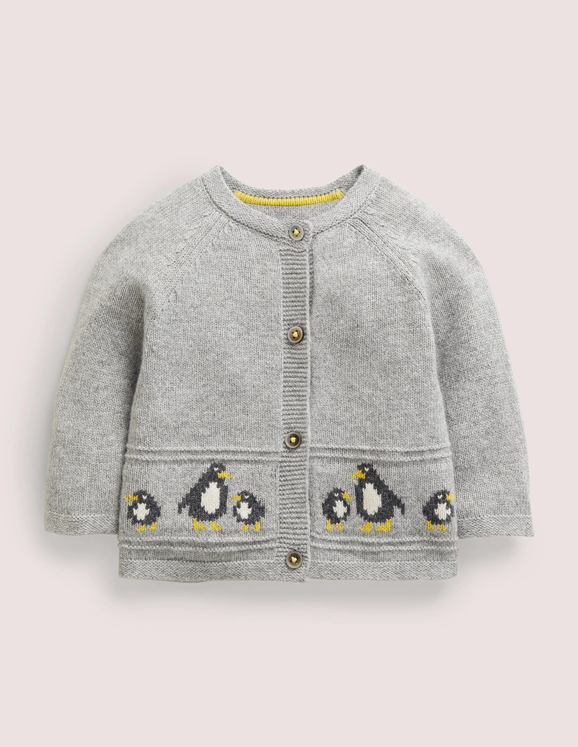 Gilet motif jacquard pour nouveau-né-Pingouins argenté chiné - Image 1