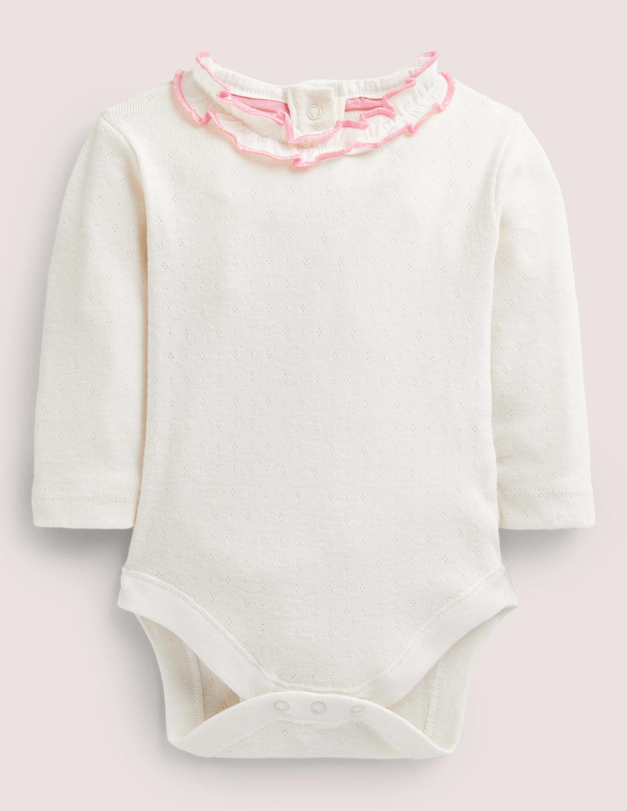 Pointelle-Body mit Kragen-Naturweiß - Image 1