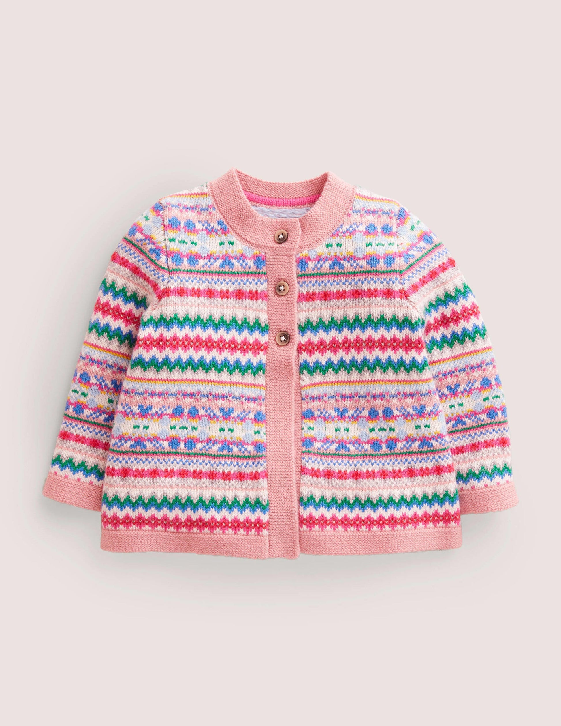 Cardigan mit durchgehendem Fair-Isle-Muster-Delfinrosa, Fair-Isle-Muster-1