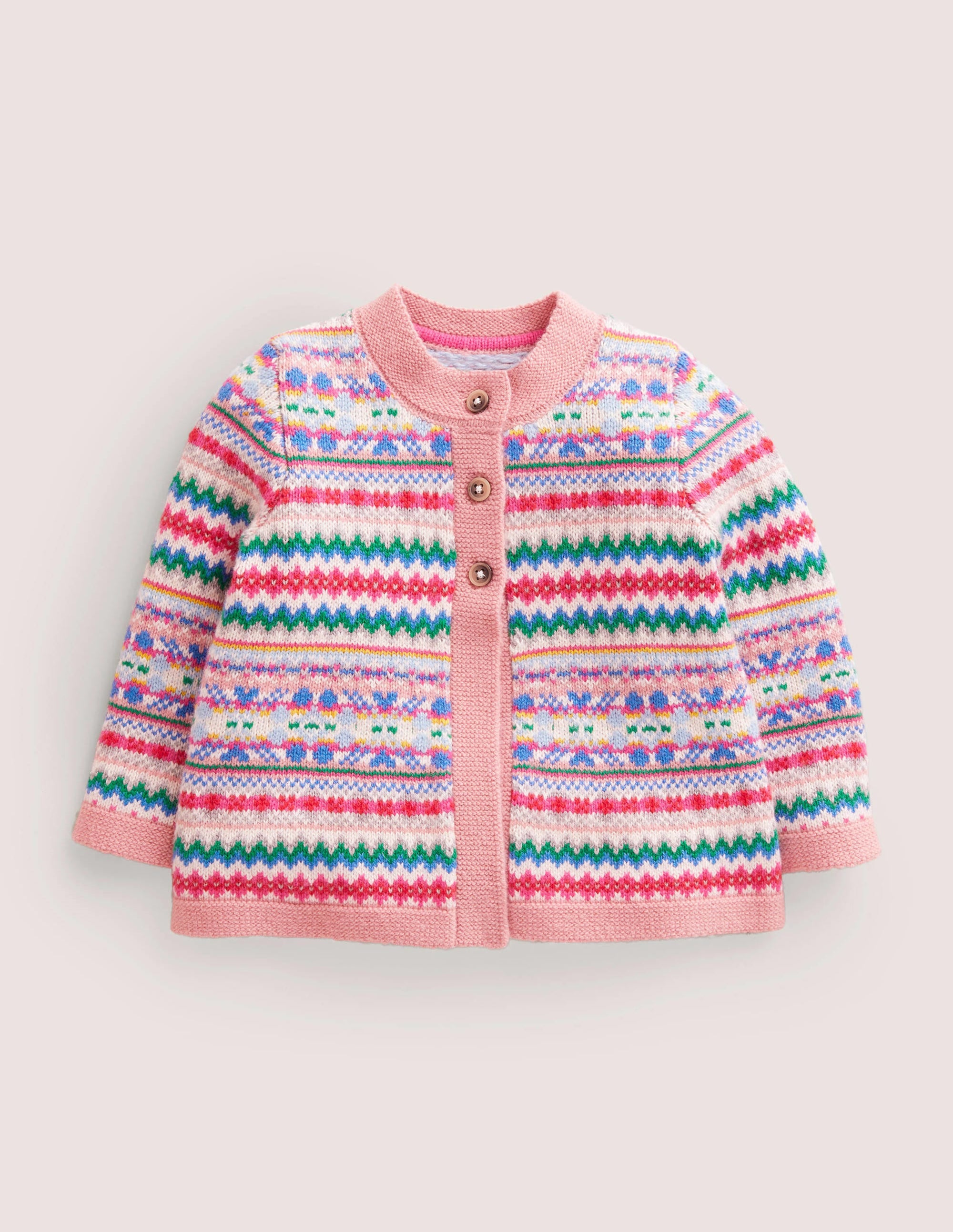 Cardigan mit durchgehendem Fair-Isle-Muster-Delfinrosa, Fair-Isle-Muster - Image 1