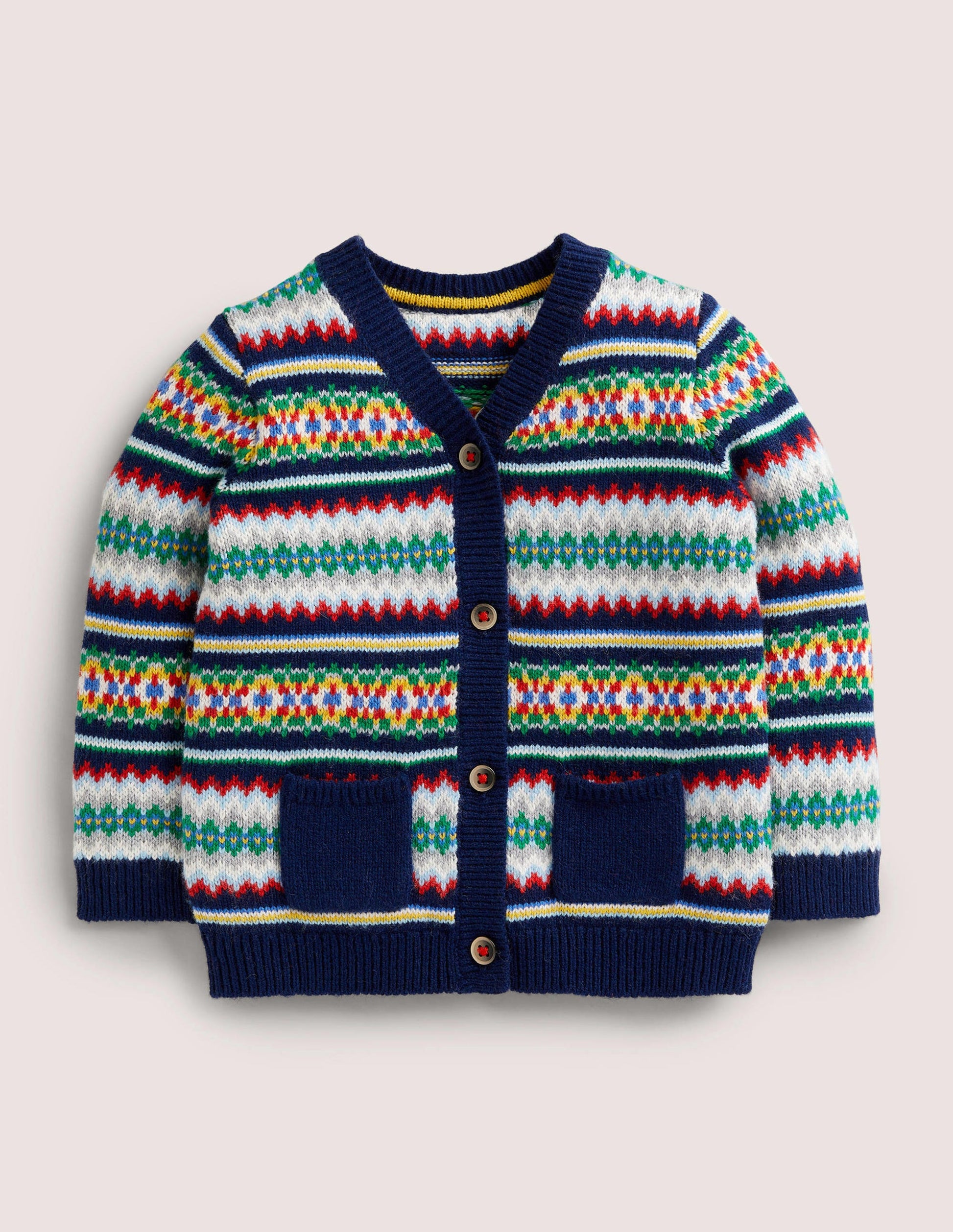Cardigan mit durchgehendem Fair-Isle-Muster-Segelblau, Buntes Fair-Isle-Muster-1