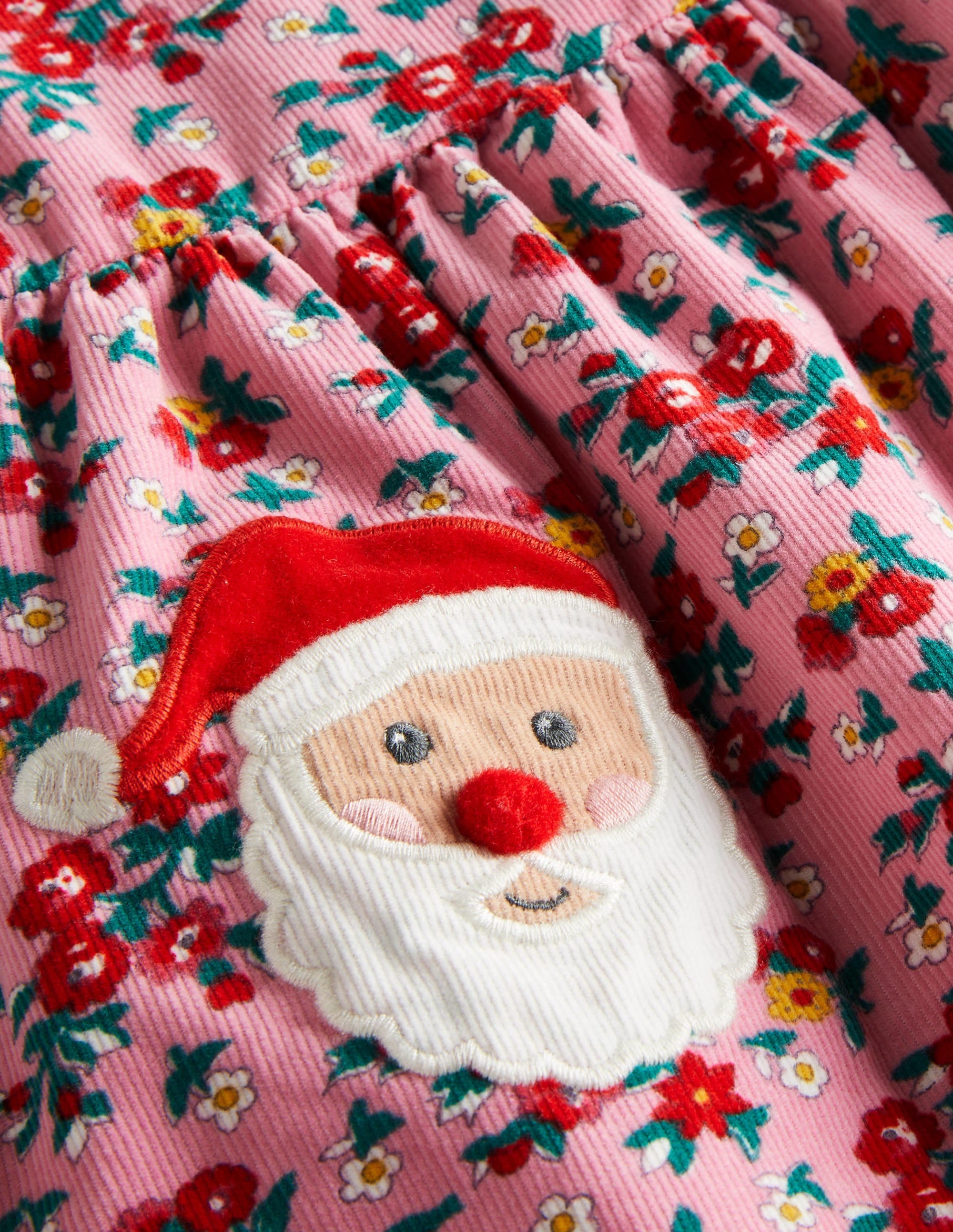 Cord-Schürzenkleid mit Applikation-Delfinrosa, Weihnachtsmann - Image 3