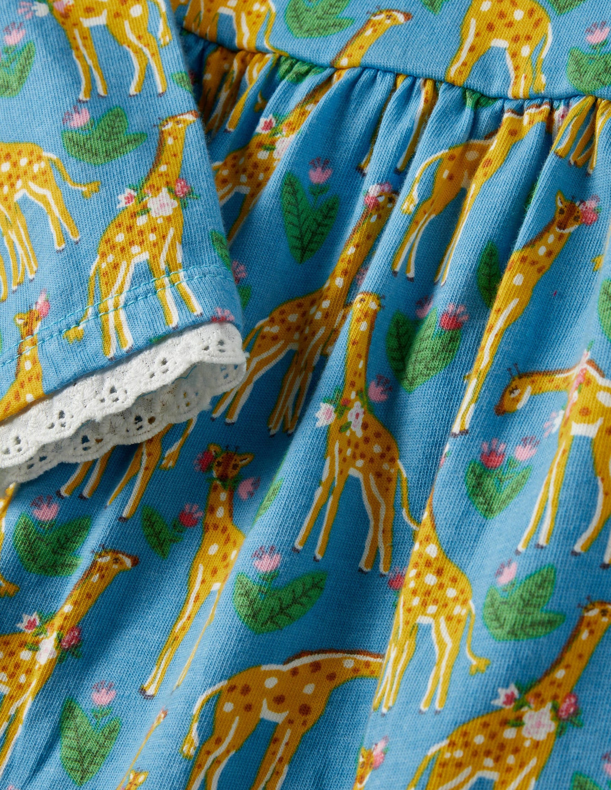 Printed Jersey Dress-Bright Blue Giraffes-3