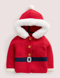 Red Santa Knitted Hooded Jacket-Rockabilly Red Santa