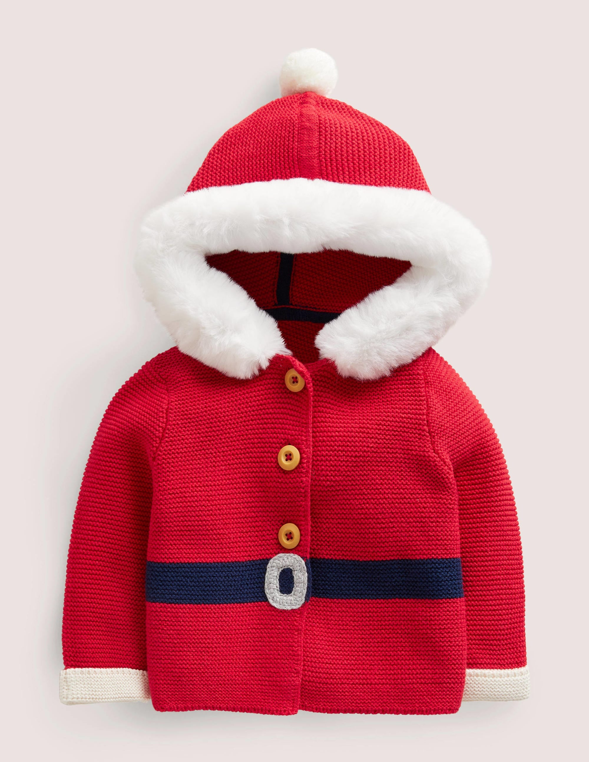 Red Santa Knitted Hooded Jacket-Rockabilly Red Santa - Image 1