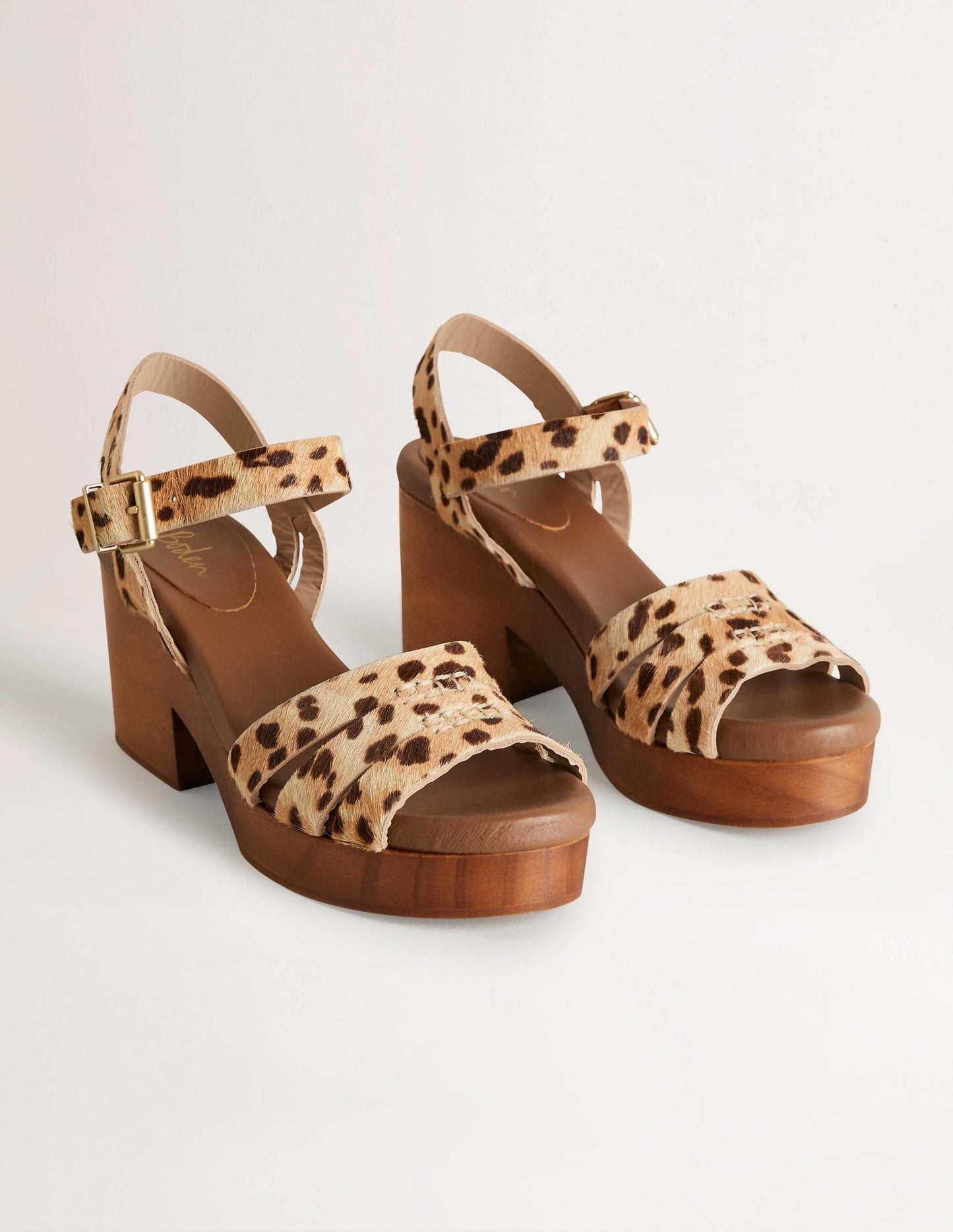 Sandalen-Clogs mit Absatz-Leopardenmuster