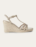 Compensées tressées façon espadrilles-Or métallisé clair