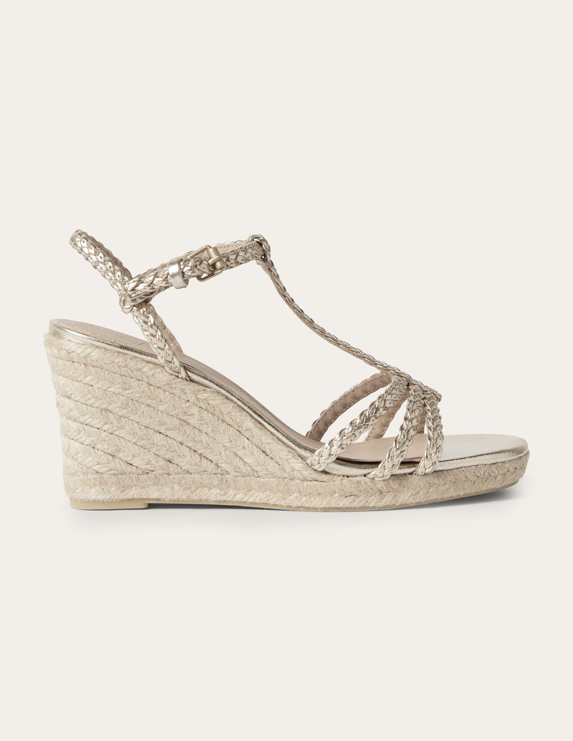 Compensées tressées façon espadrilles-Or métallisé clair-1