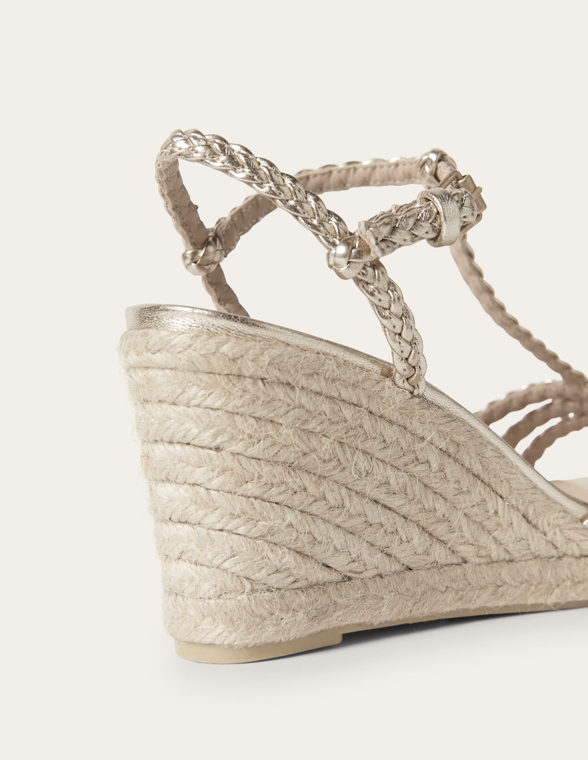 Compensées tressées façon espadrilles-Or métallisé clair - Image 2