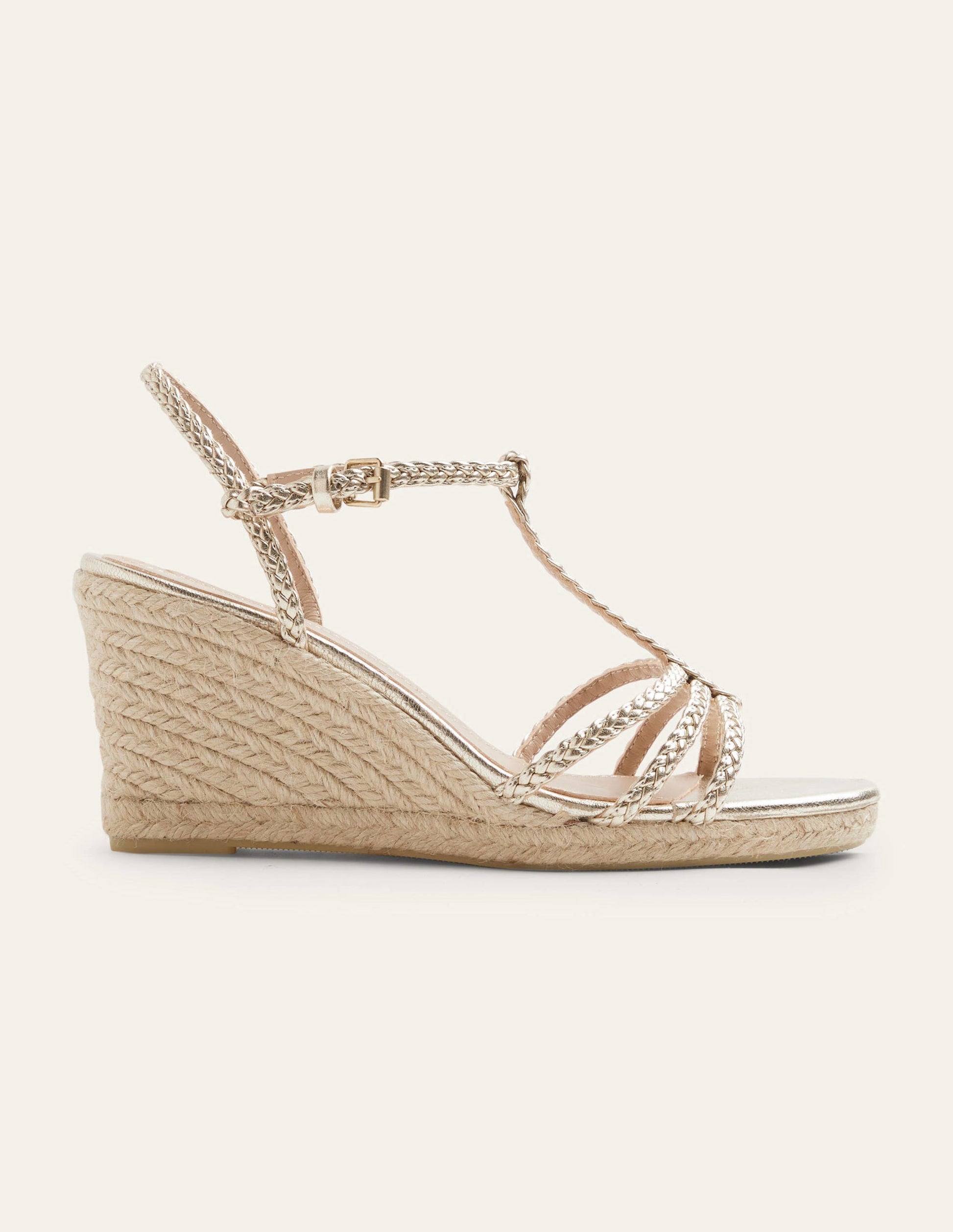 Compensées tressées façon espadrilles-Or métallisé clair-4