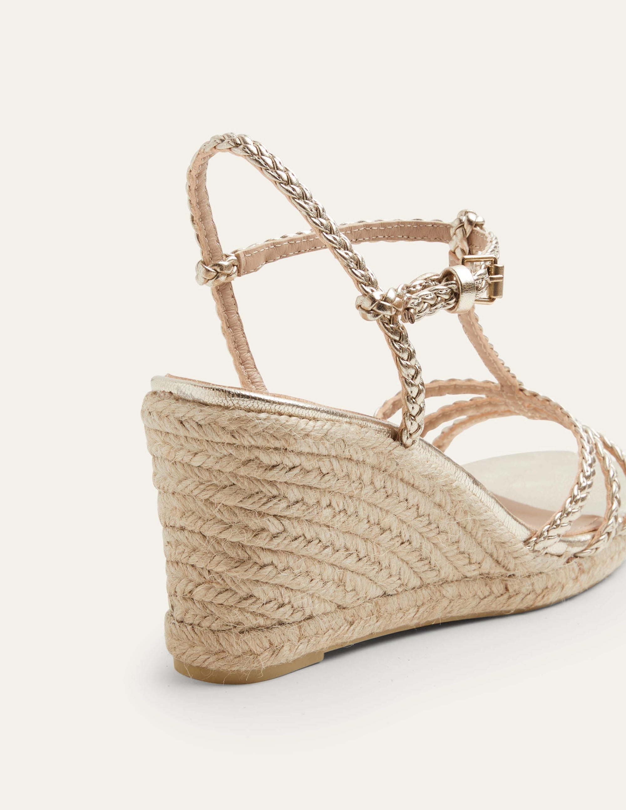 Compensées tressées façon espadrilles-Or métallisé clair - Image 5