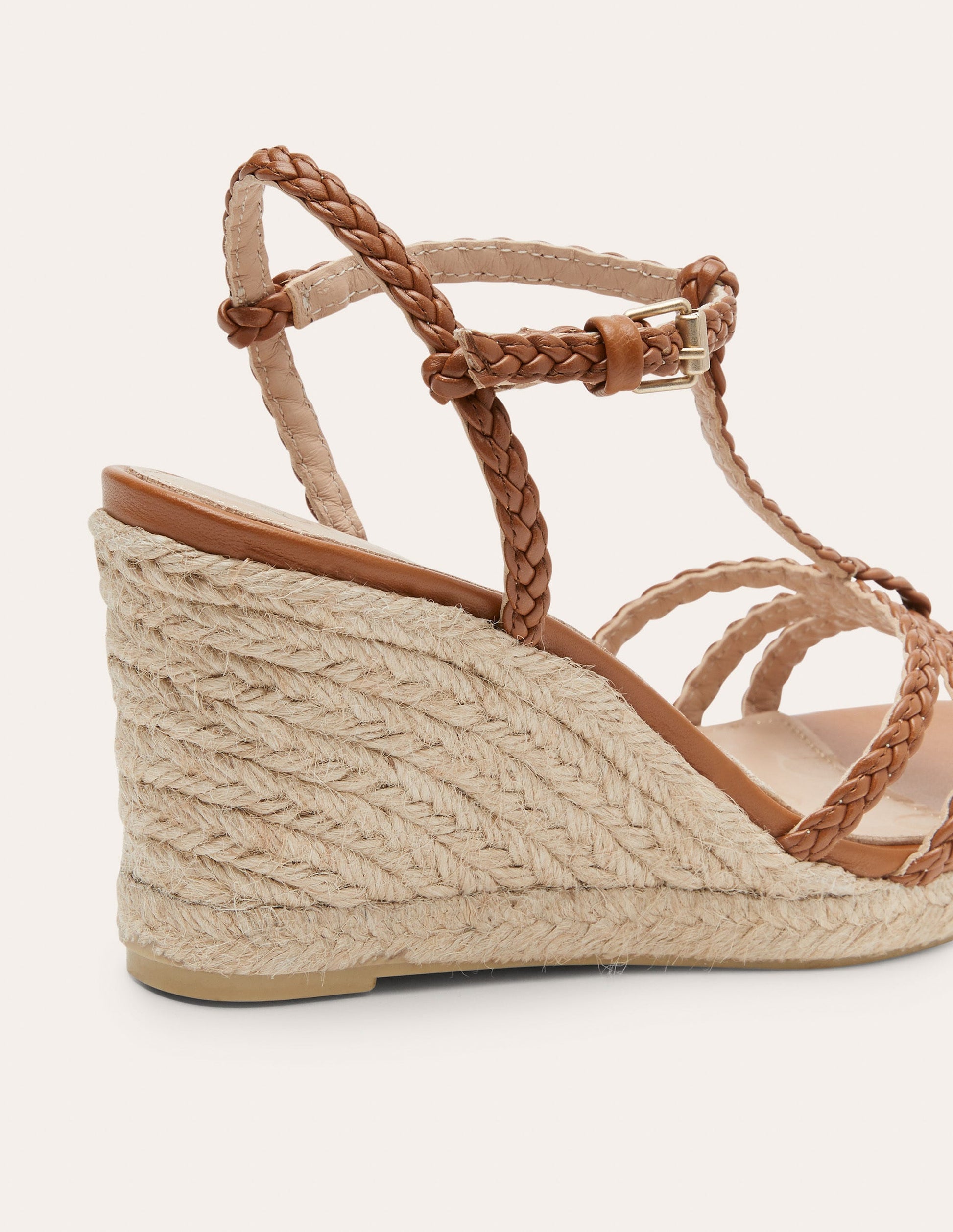 Geflochtene Espadrilles mit Keilabsatz-Hellbraun-3