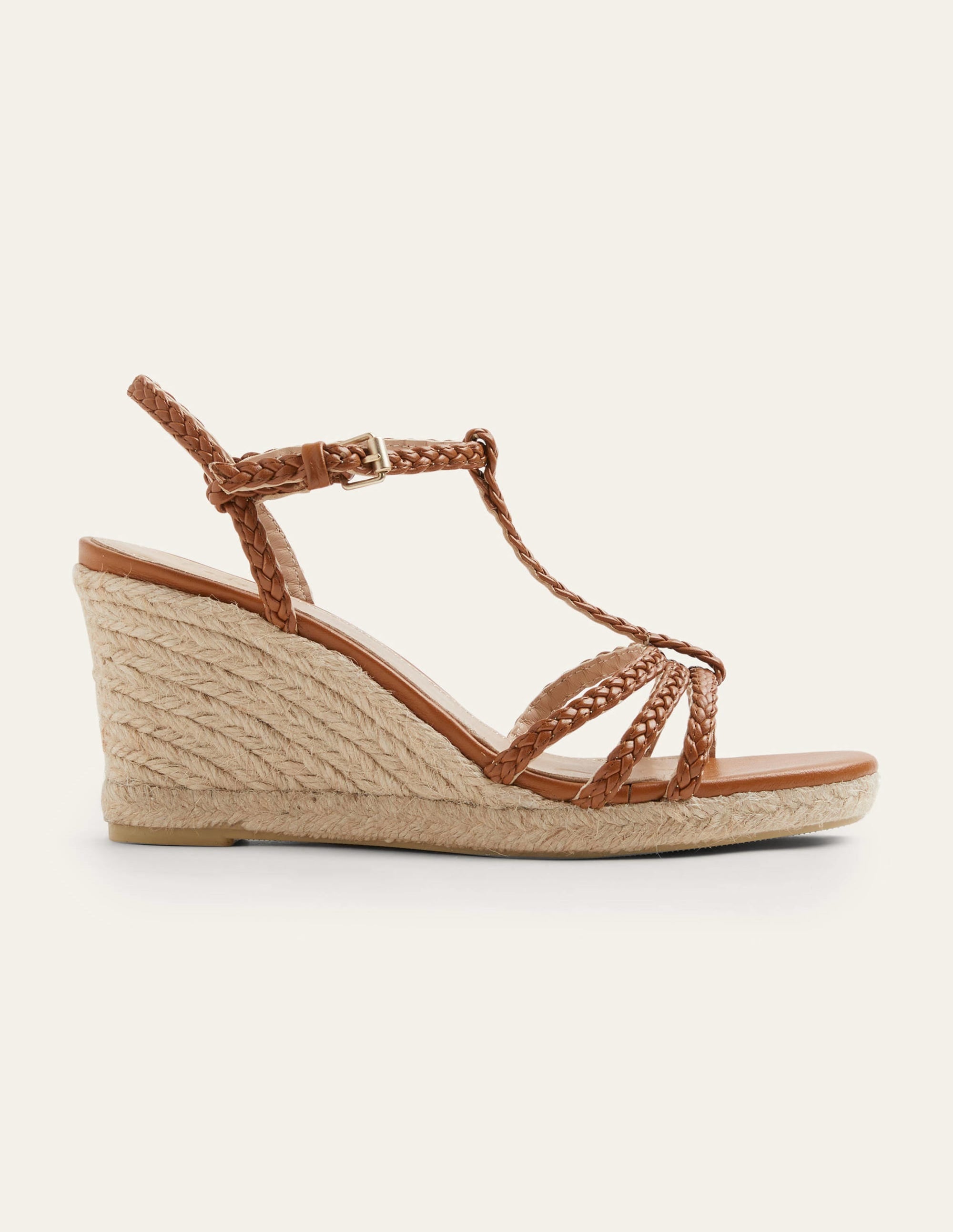Geflochtene Espadrilles mit Keilabsatz-Hellbraun - Image 5