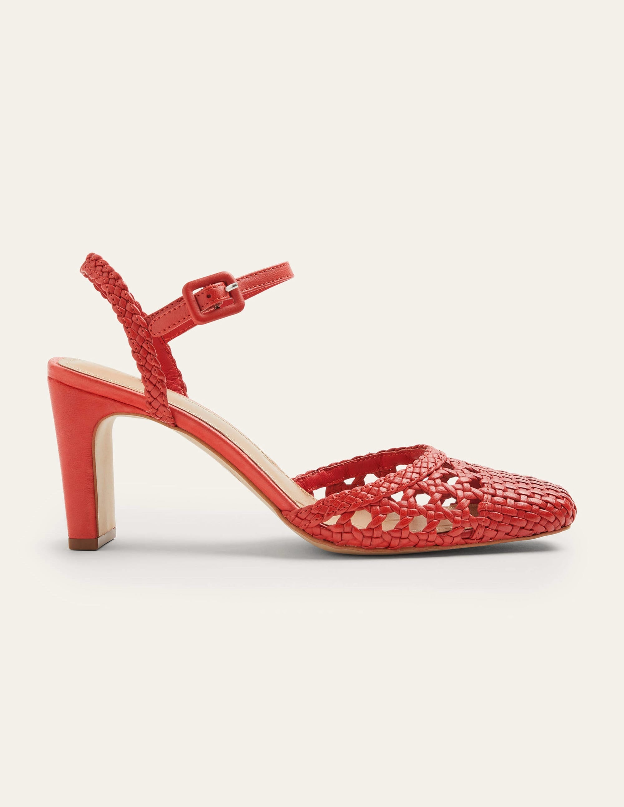 Escarpins Ellie en cuir tissé-Rouge aurore - Image 3