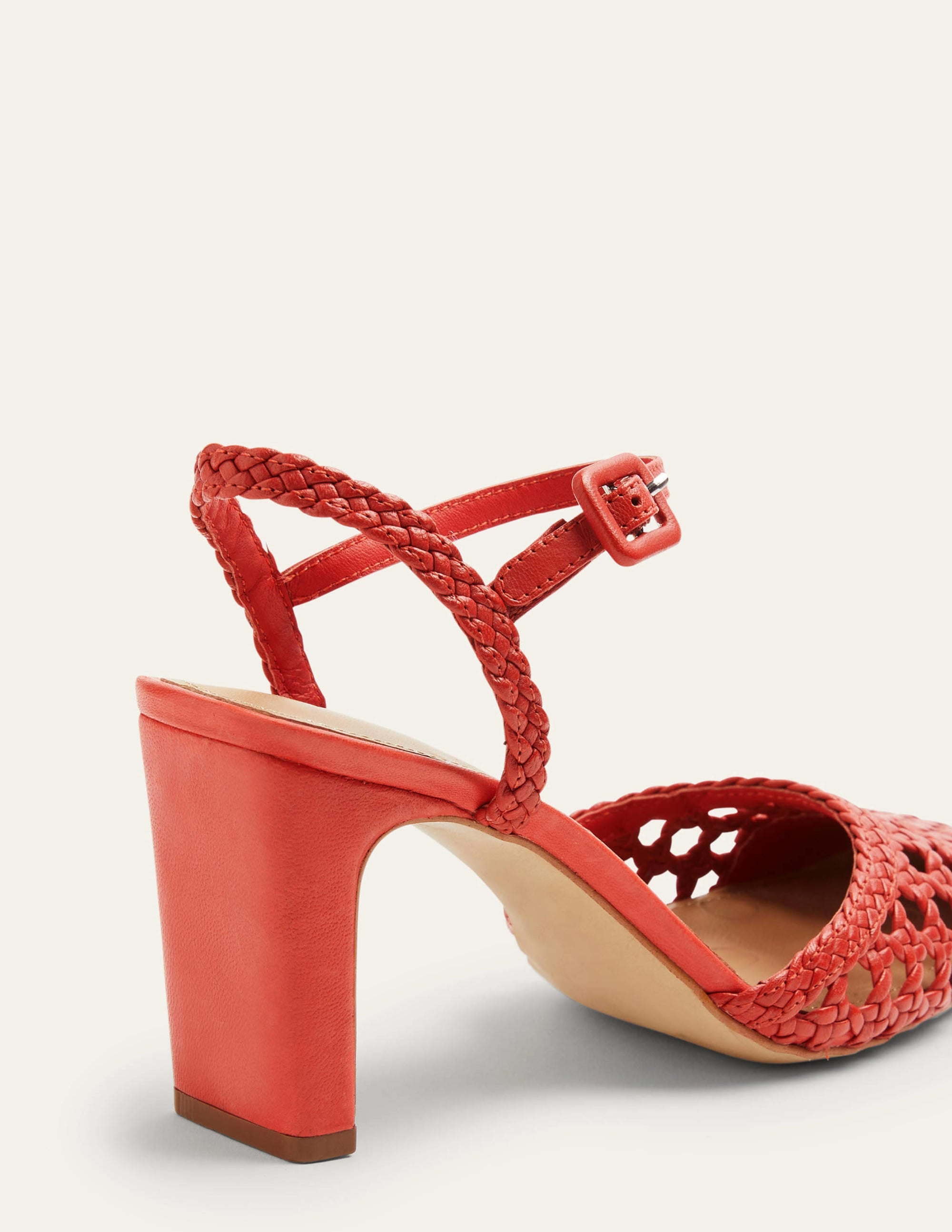 Escarpins Ellie en cuir tissé-Rouge aurore - Image 6