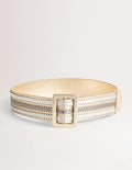 Ceinture à surpiqûres contrastantes-Doré métallisé