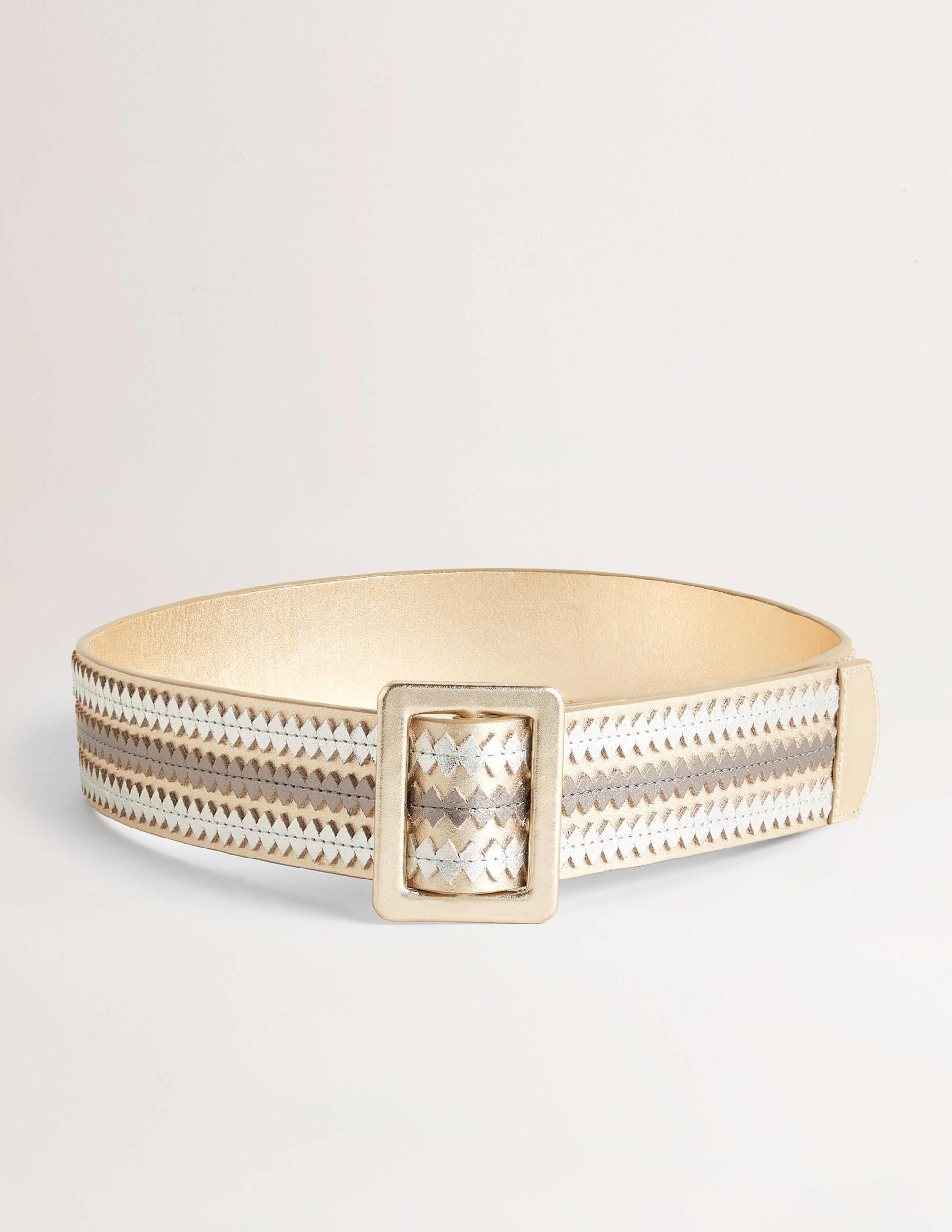 Ceinture à surpiqûres contrastantes-Doré métallisé - Image 1
