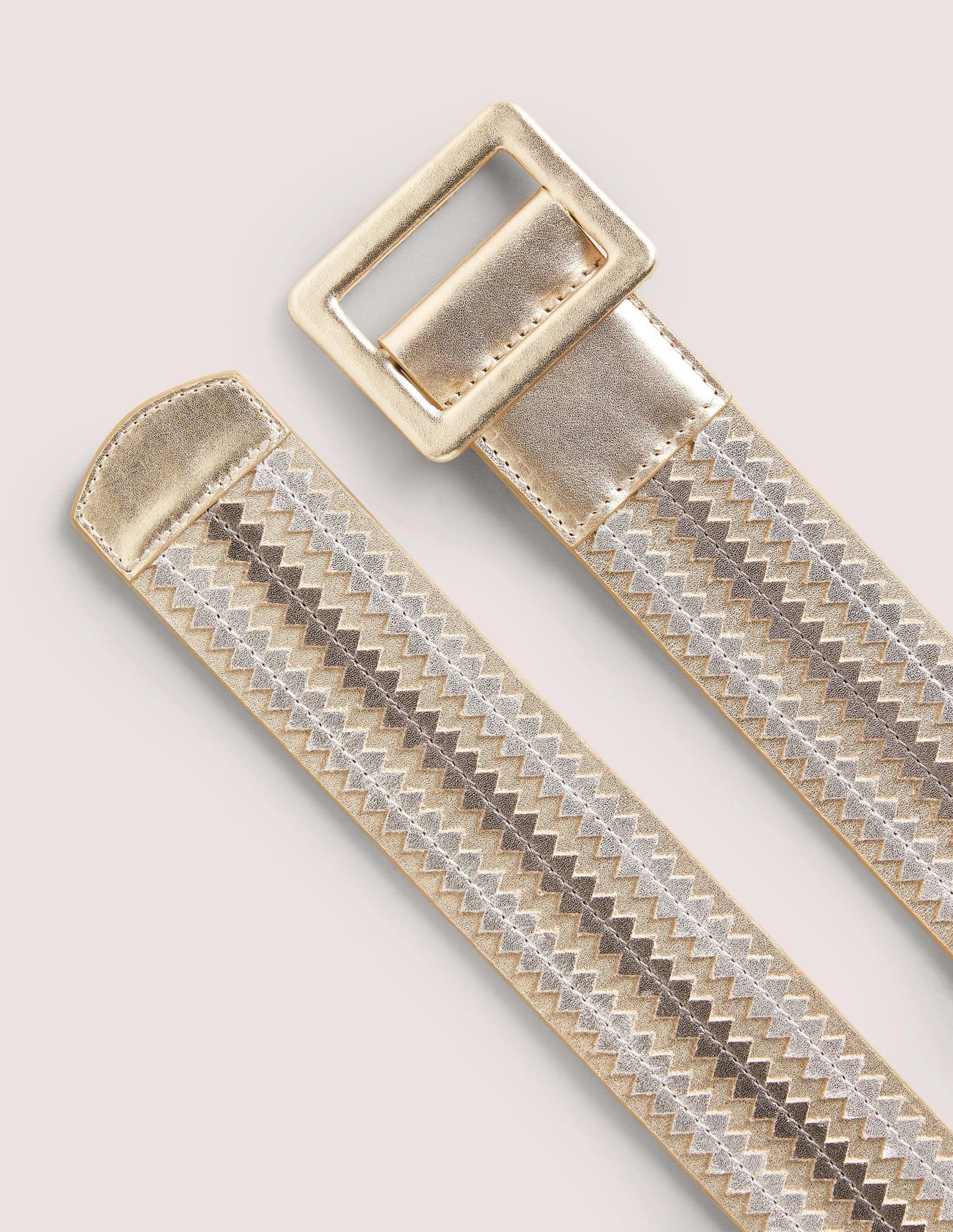 Ceinture à surpiqûres contrastantes-Doré métallisé - Image 2