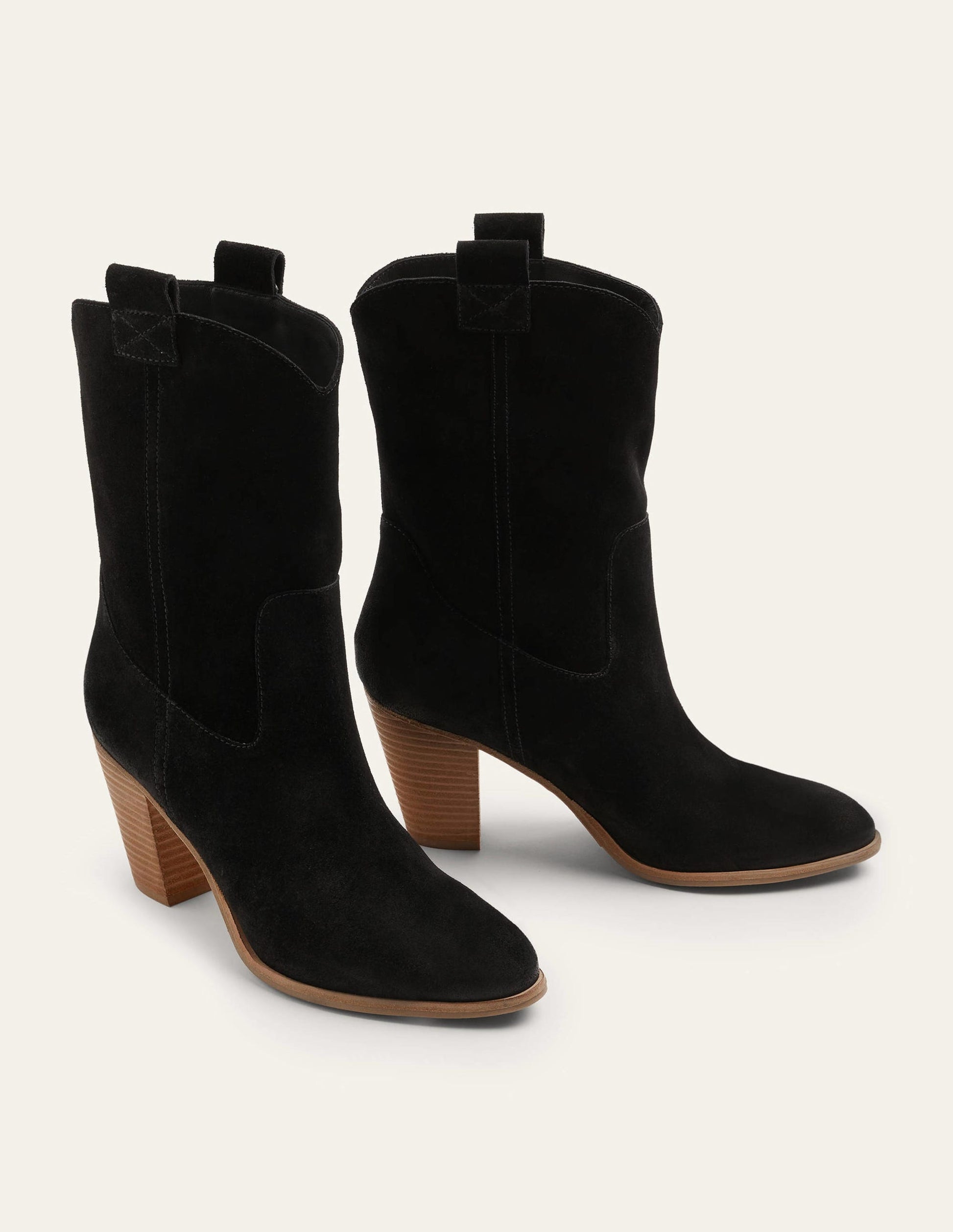 Pull-on Western Boot-Black Suede-2