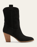 Pull-on Western Boot-Black Suede