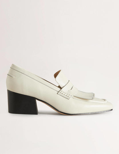 Loafer mit Blockabsatz-Creme