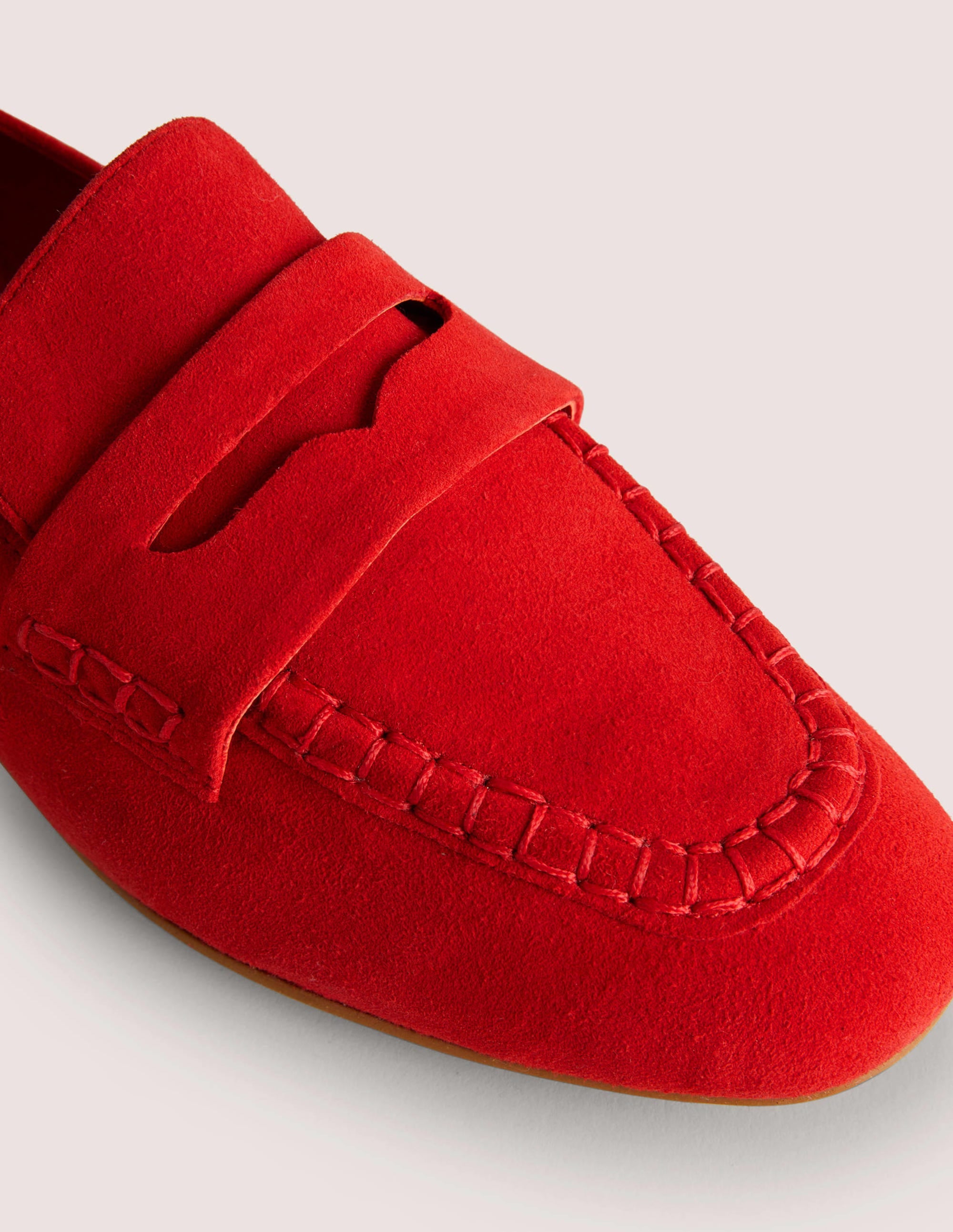 Mocassins en daim-Rouge fusée - Image 3