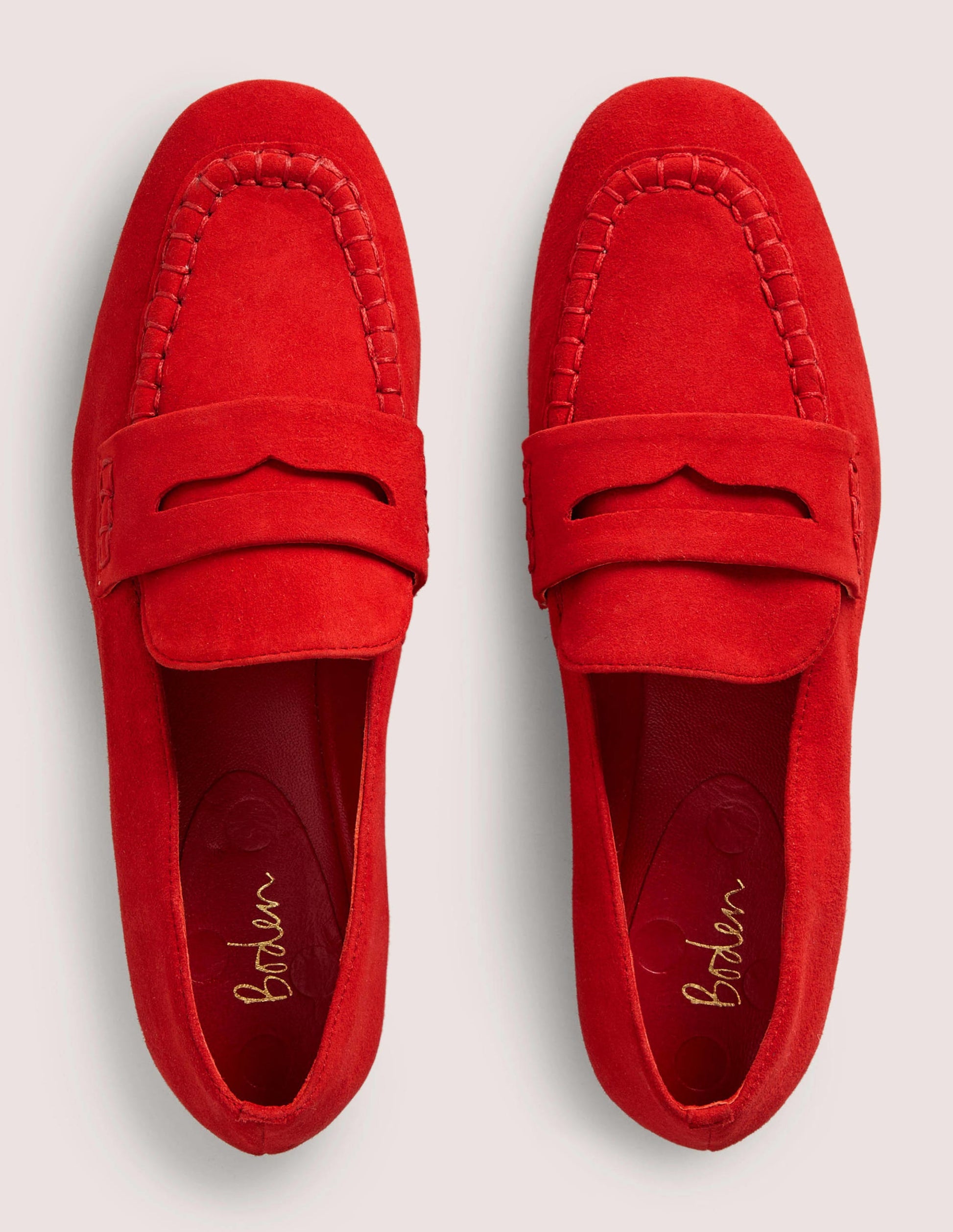 Mocassins en daim-Rouge fusée-4