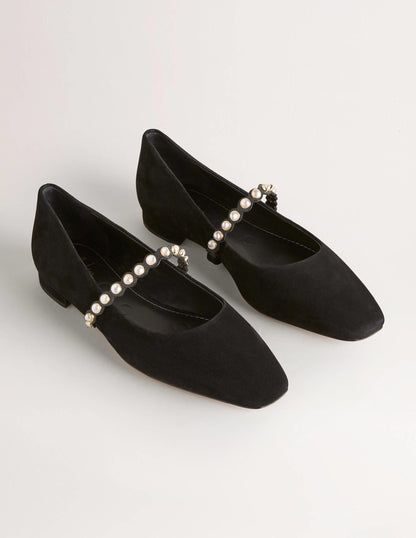 Ballerinas mit Perlenriemen-Schwarz-3