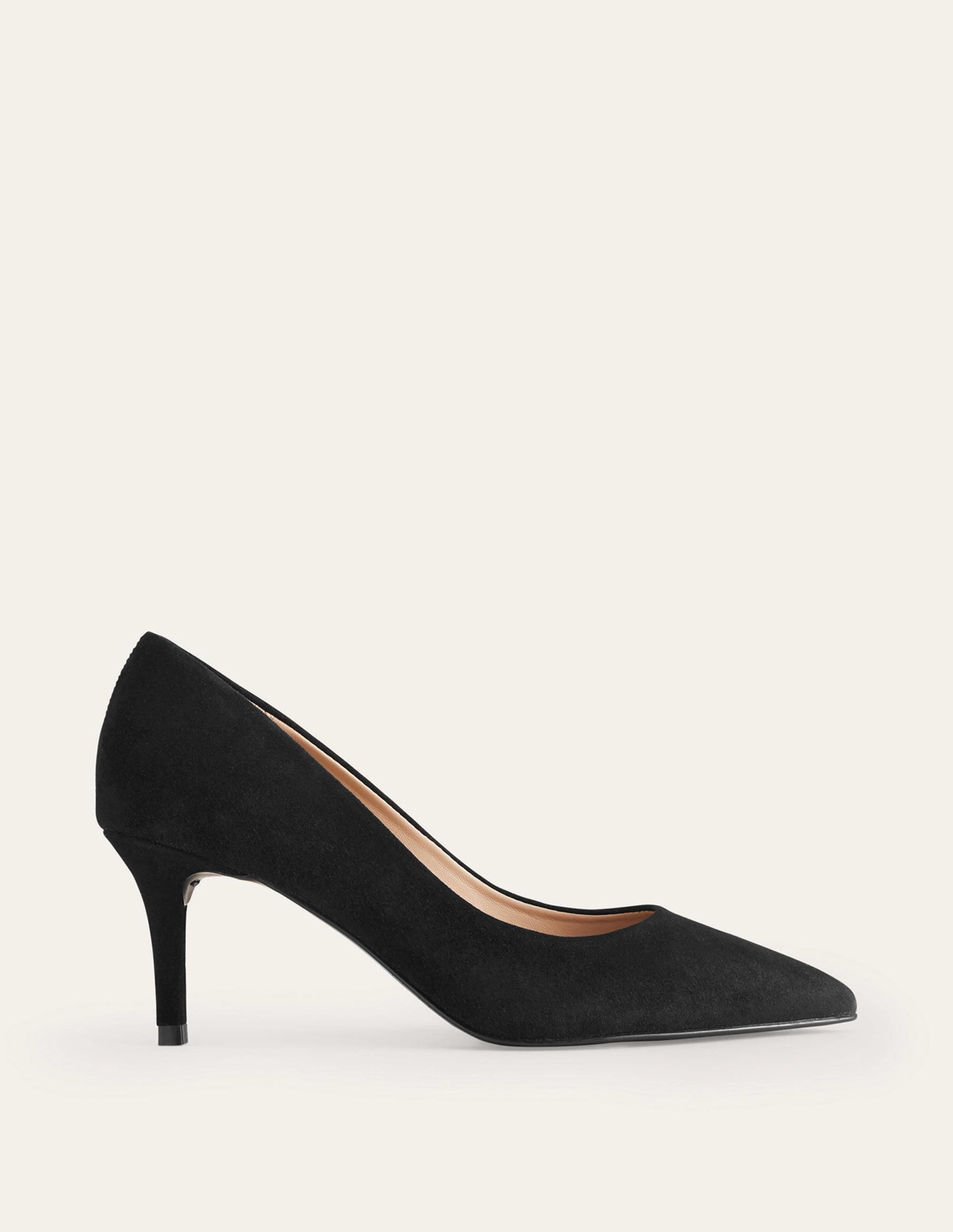 Lara Mid-Heeled Court Shoes-Black - Image 1