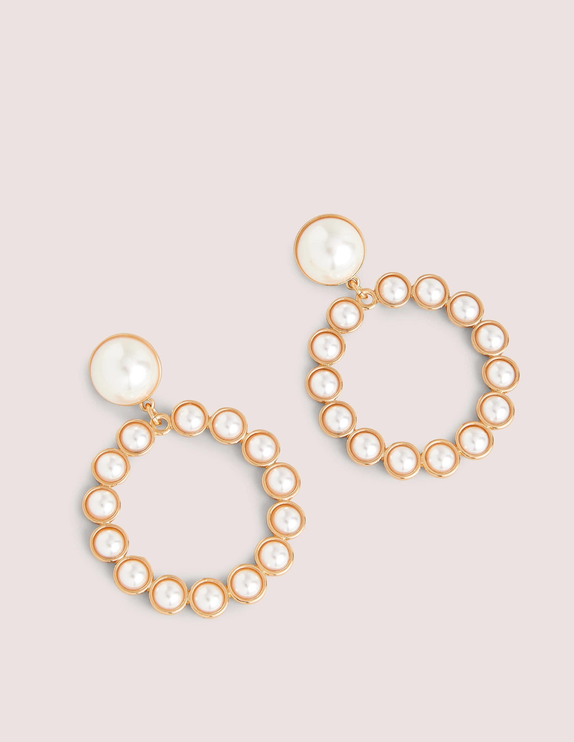 Front Facing Hoop Earrings-Pearl - Image 2