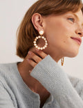 Front Facing Hoop Earrings-Pearl