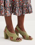 Cross Strap Heeled Sandals-Rainforest Floor